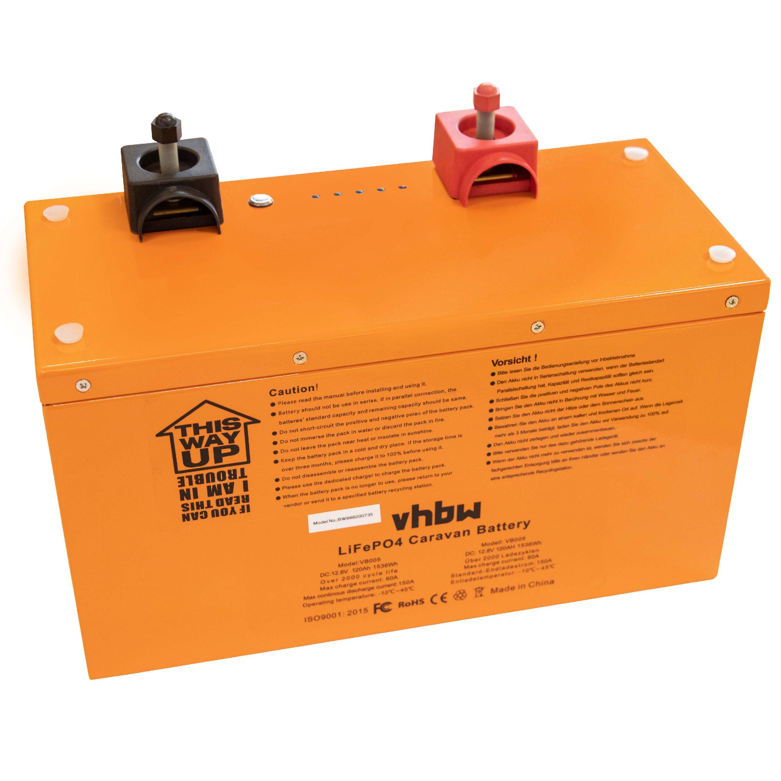 Bordbatterie Akku passend für Wohnmobil, Boot, Solaranlage - 120 Ah 12,8V LiFePO4, 120000mAh, orange