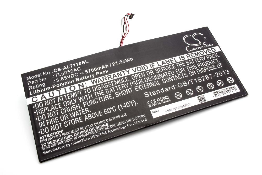Tablet Battery Replacement for Alcatel TLp058AC - 5700mAh 3.85V Li-polymer