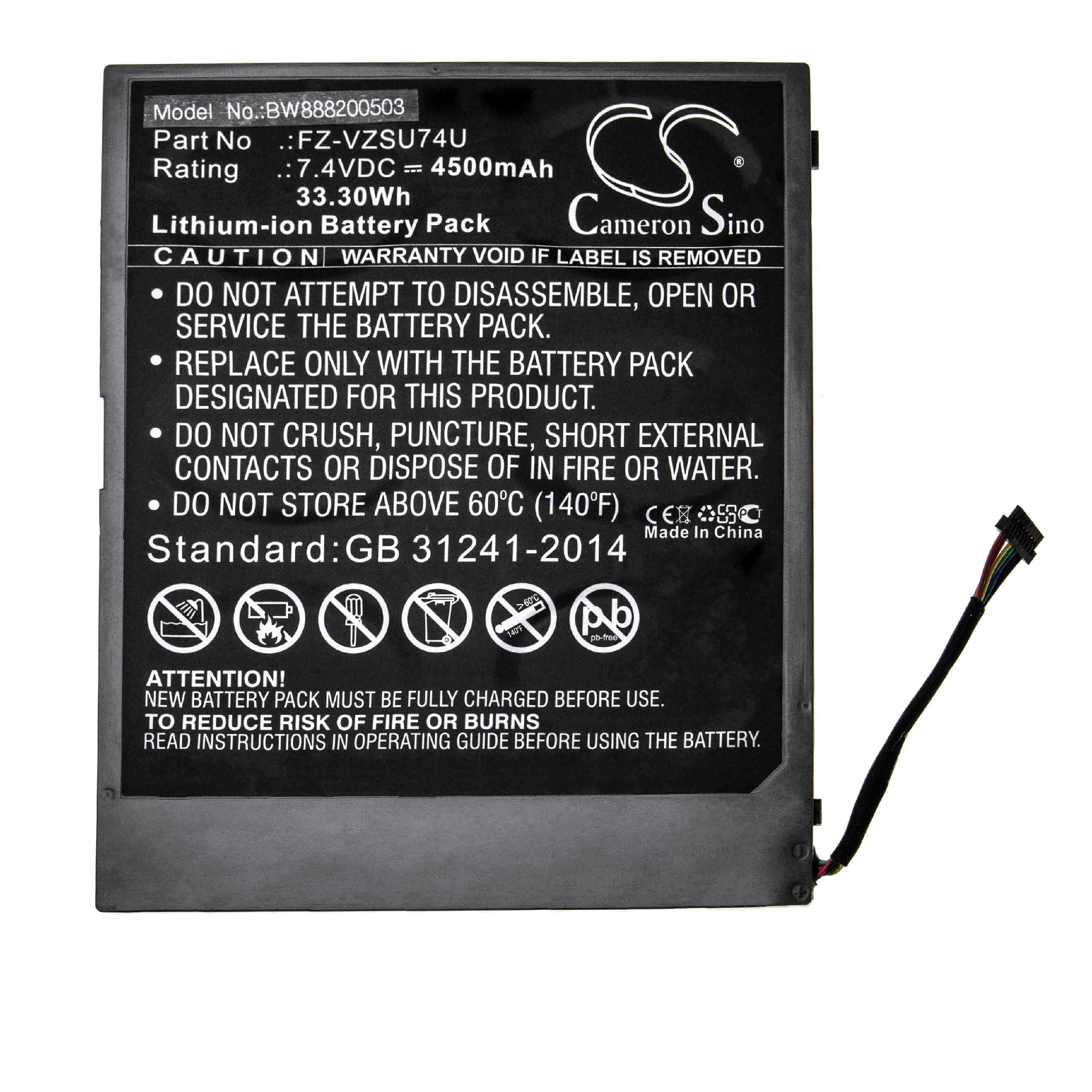 Batterie remplace Panasonic FZ-VZSU74U pour tablette - 4500mAh 7,4V Li-ion