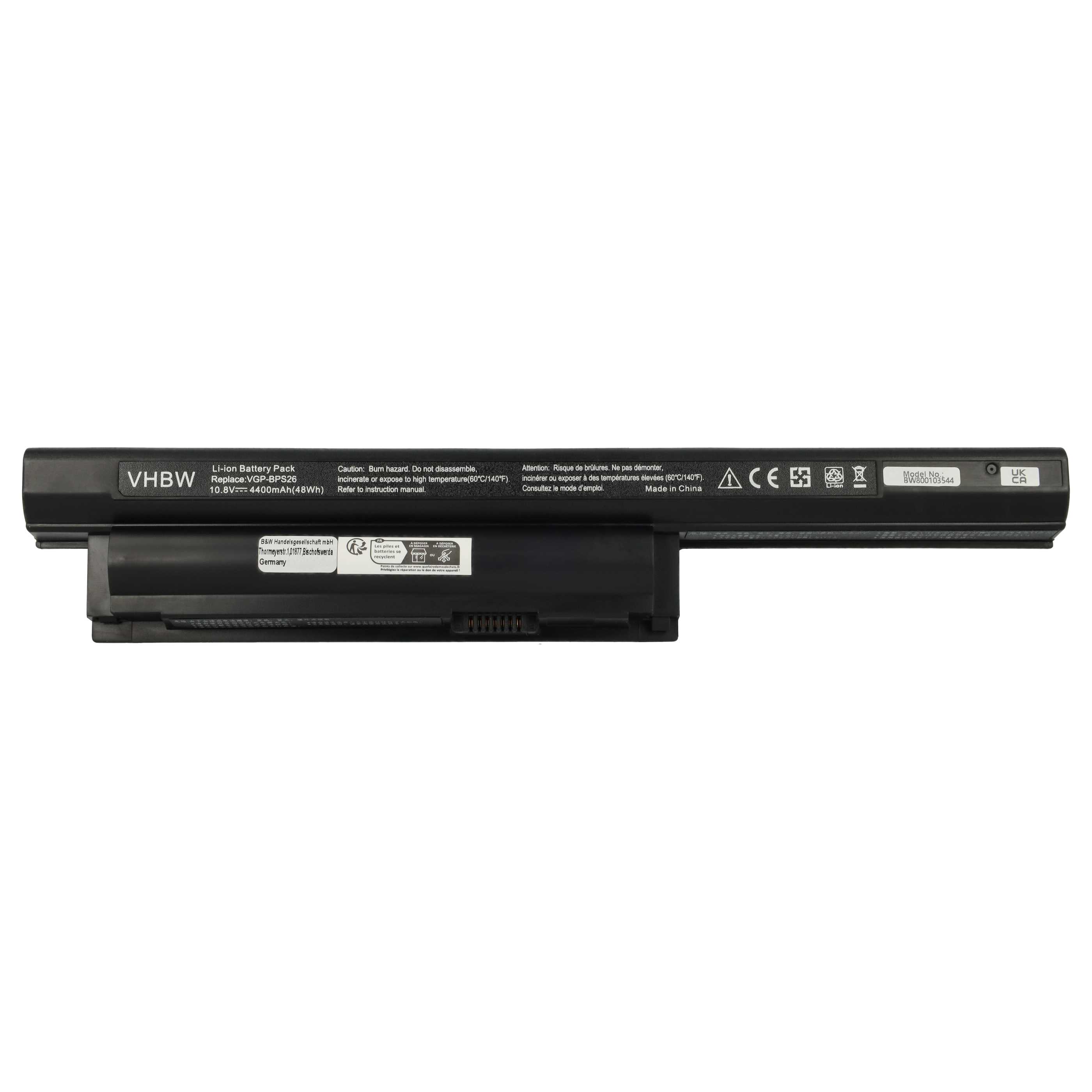 Batteria sostituisce Sony VGP-BPS26, VGP-BPS26A, VGP-BPL26 per notebook - 4400mAh 10,8V Li-Ion nero
