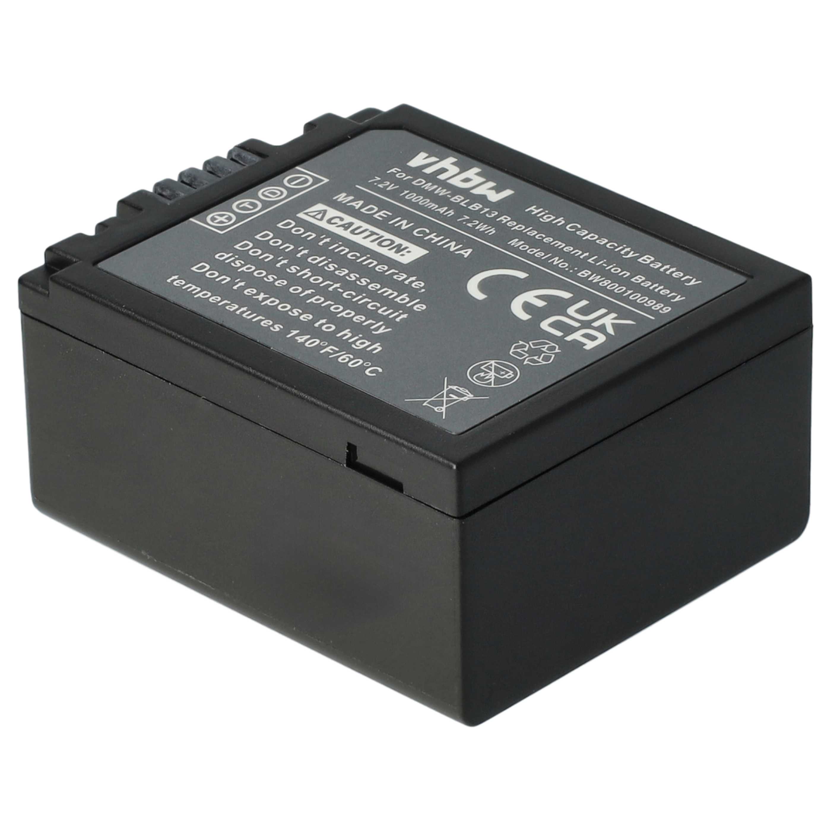 2x Battery replaces Panasonic DMW-BLB13E, DMW-BLB13 - 1000mAh, 7.2V, Li-Ion