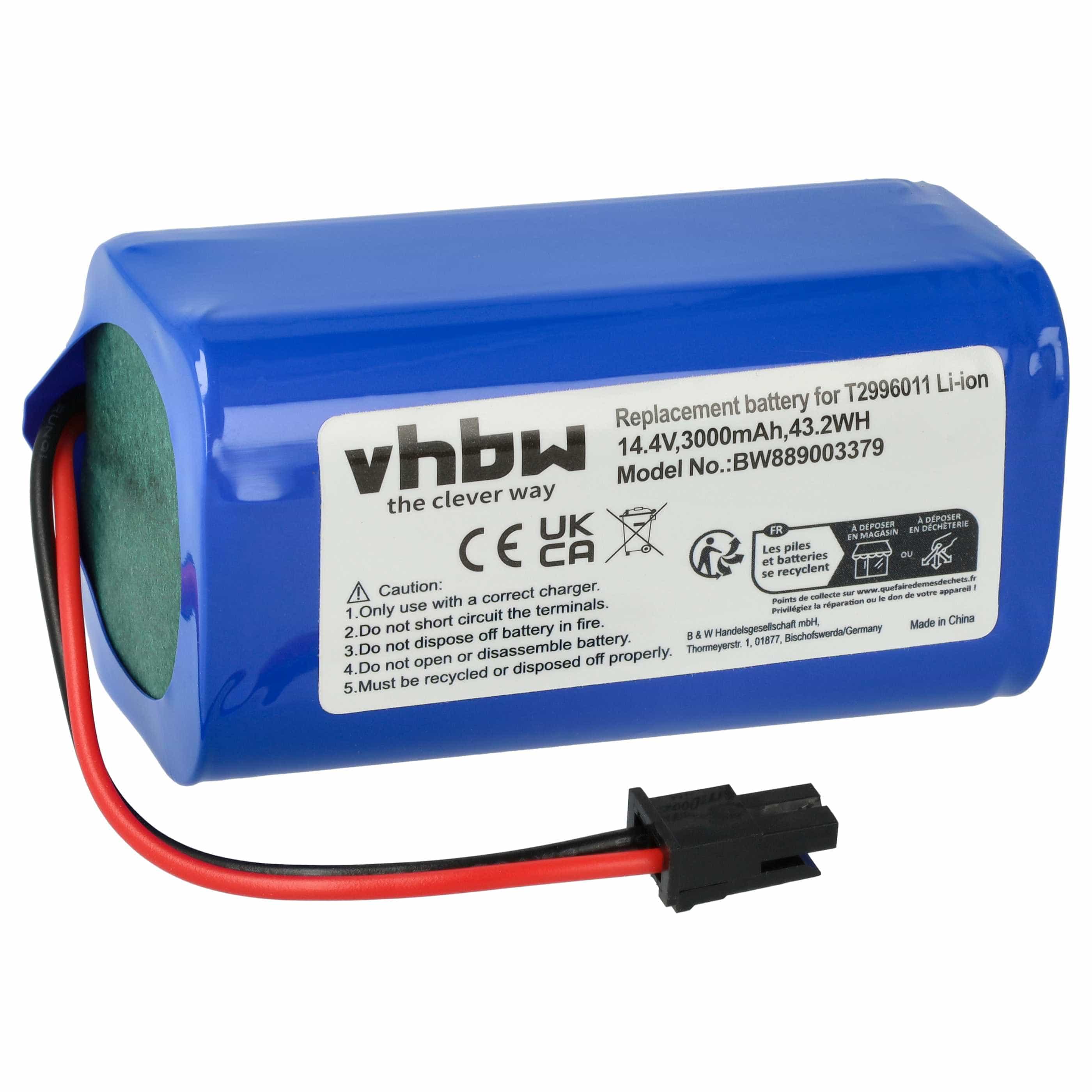 Battery replaces Eufy T2996011, U092-INR-MH1-4S1P for Eufy etc. 3000mAh, 14.4V, Li-Ion