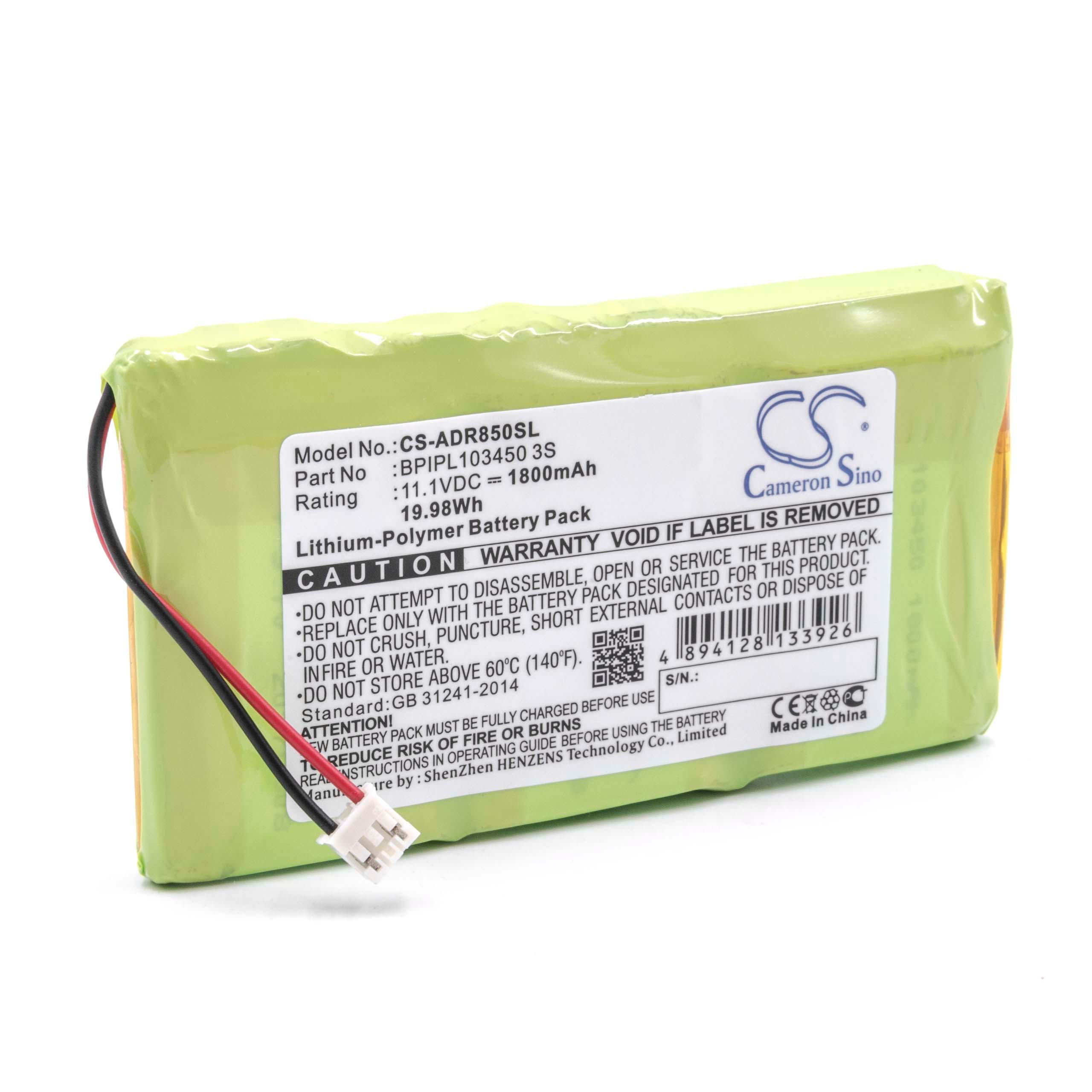 DAB Radio Battery Replacement for Albrecht BPIPL103450 3S - 1800mAh 11.1V Li-polymer