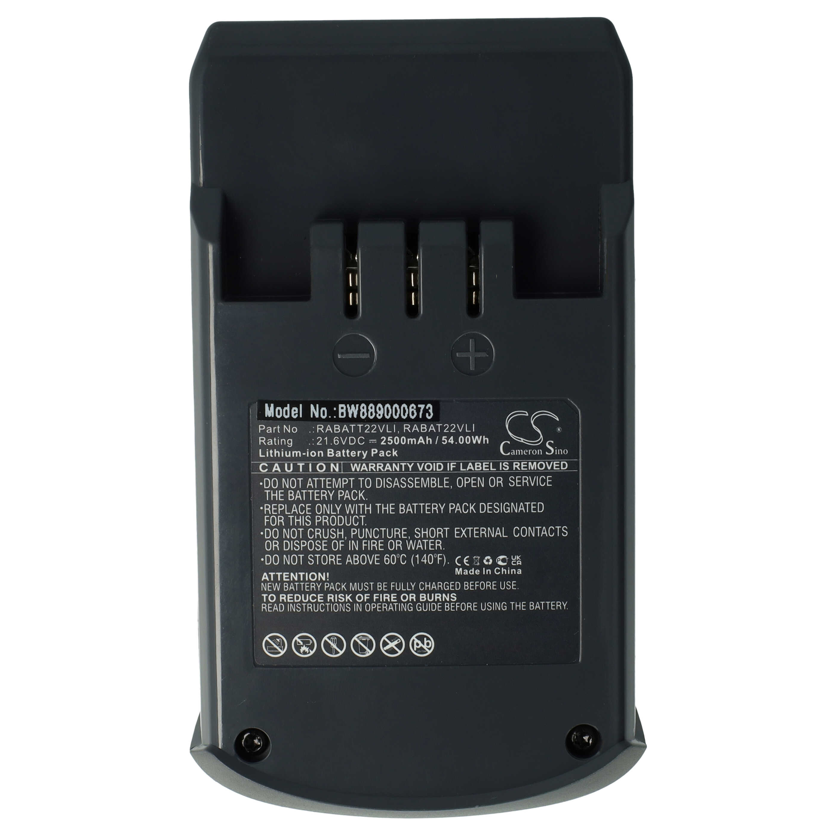 Batterie remplace Hoover RABAT22VLI, 6.20.40.01-0, 48023809 pour aspirateur - 2500mAh 21,6V Li-ion