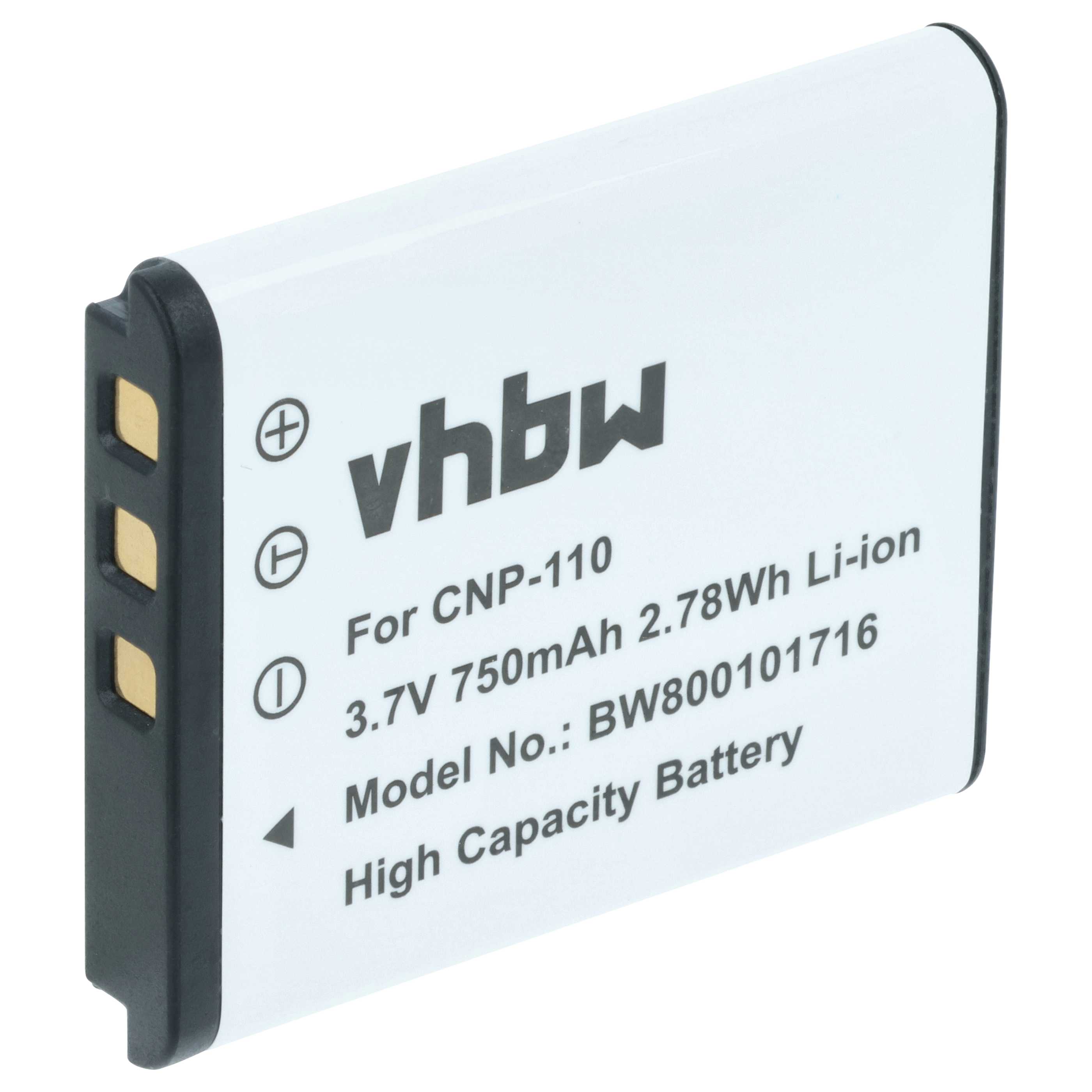 Battery replaces Casio NP-160, NP-110DBA, NP-110, NP-110L - 750mAh, 3.6V, Li-Ion
