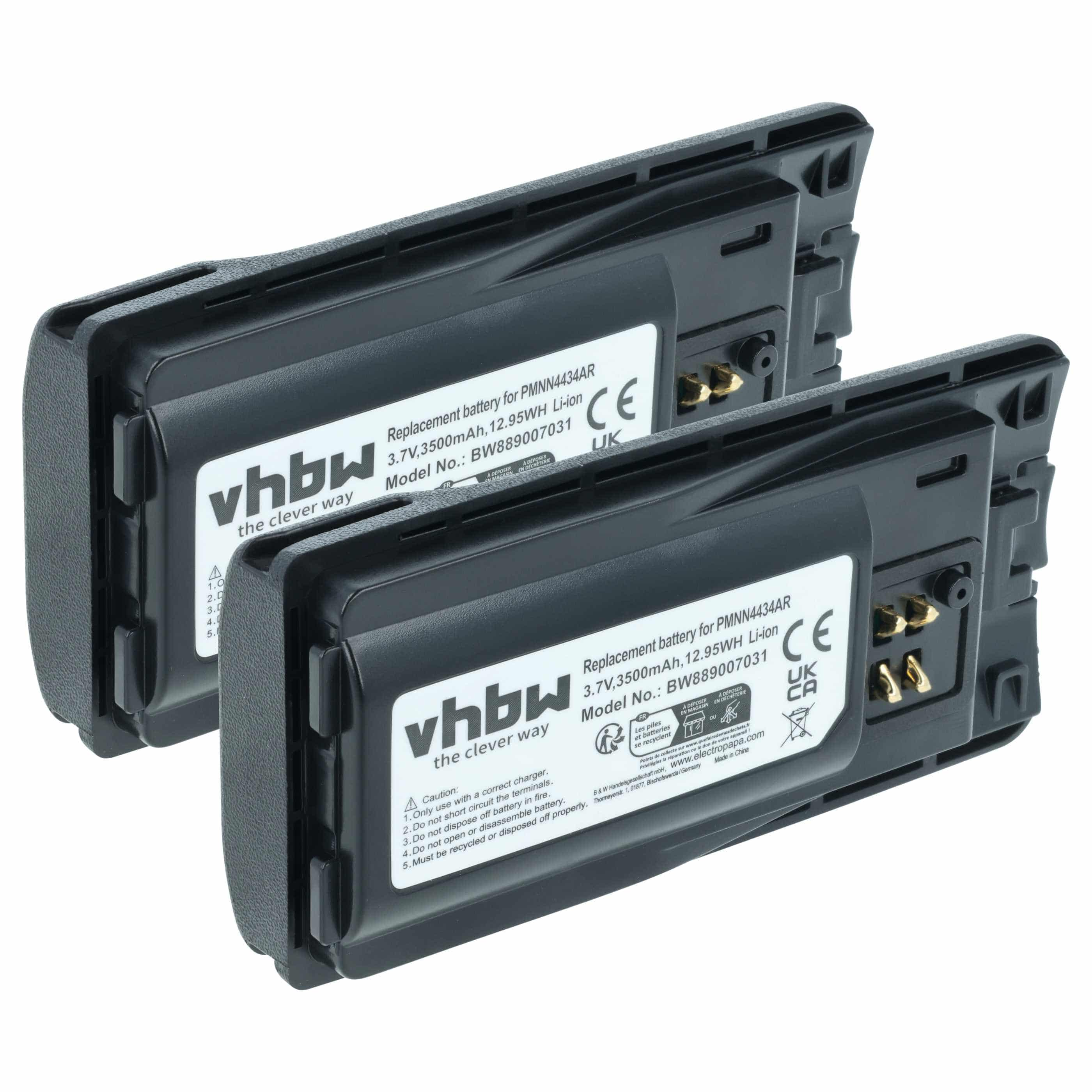 Radio 2x Battery replaces Motorola PMLN6394A, PMLN6394, MNN4453AR, PMNN4434, PMNN4434A - 3500 mAh 3.7 V Li-Ion