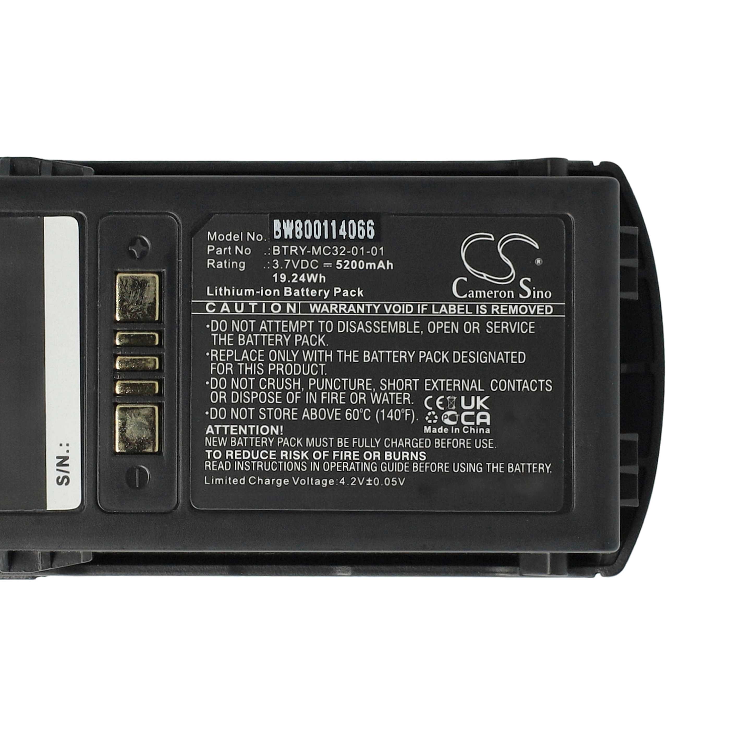 5x Batteria sostituisce Motorola 82-000012-01, BT-000375 per barcode scanner Motorola - 5200mAh 3,7V Li-Ion
