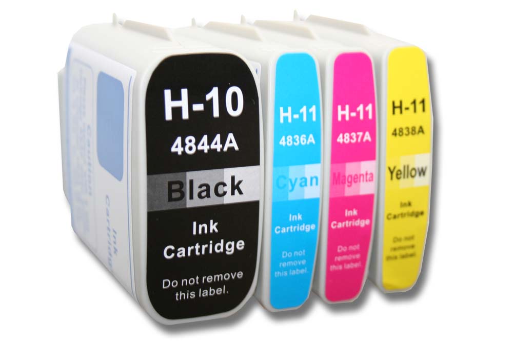 4x Cartouches remplace HP 11, C4836A, C4837A, C4838A, C4844A, 10 pour imprimante
