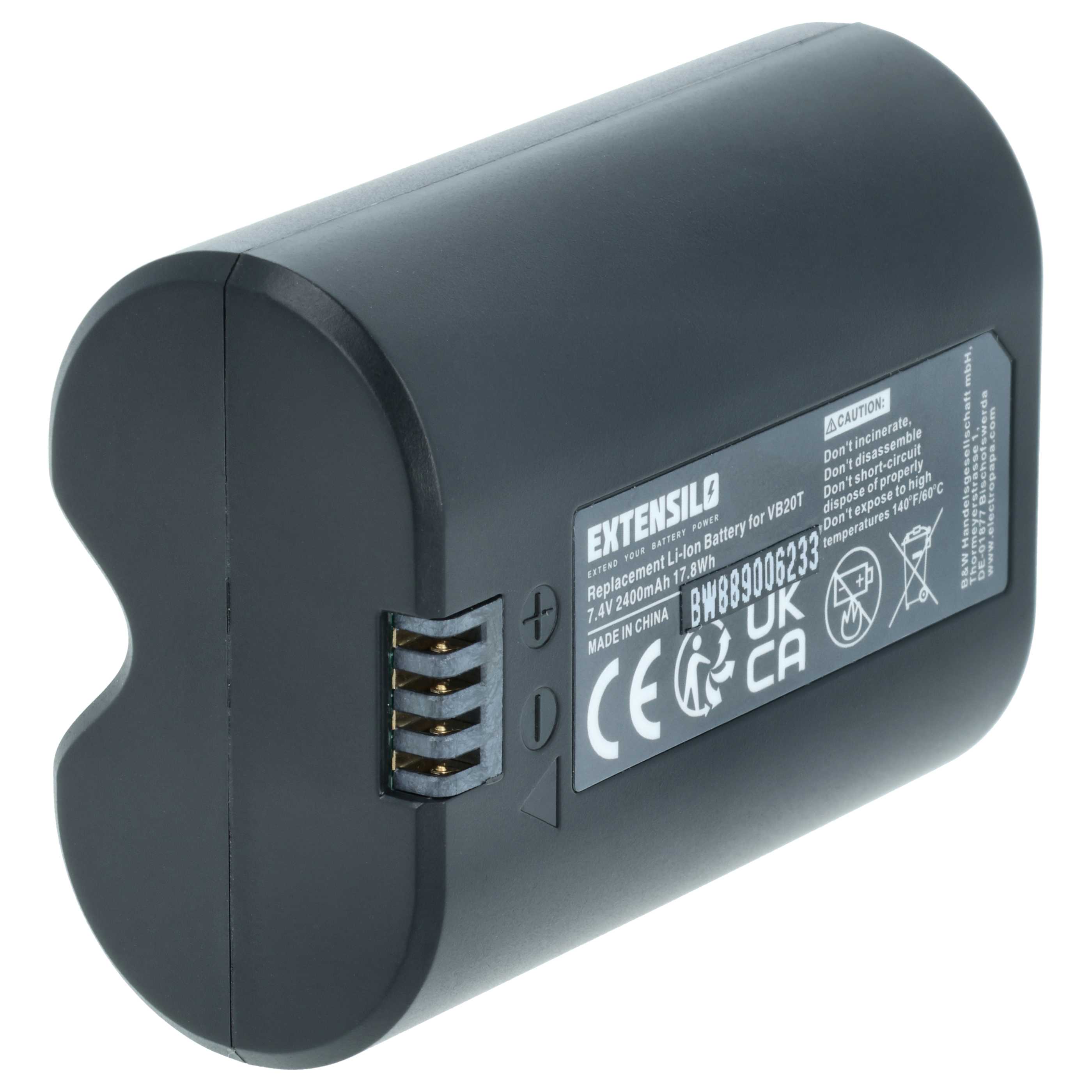 Camera Flash Unit Battery replaces Godox 5167, VB-20 - 2400 mAh 7.4 V Li-Ion