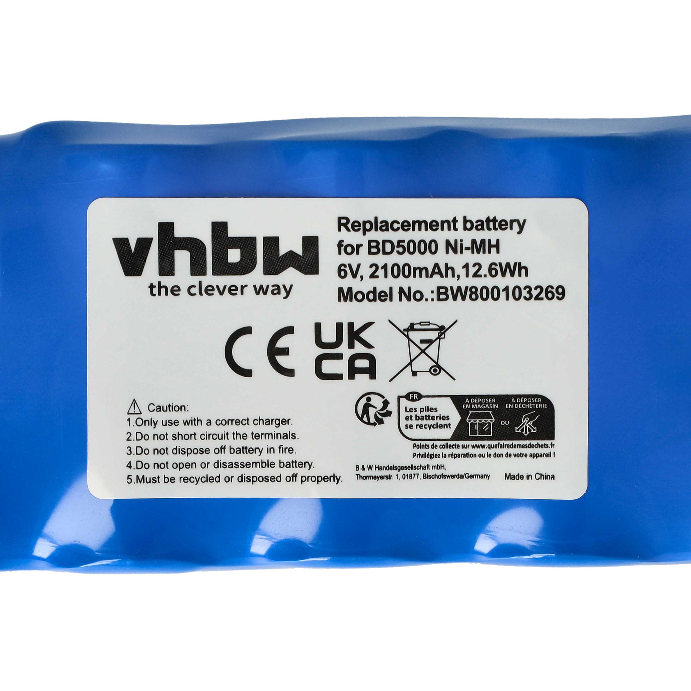 Batería reemplaza Bosch E-BRLX620-1-NC para diversos dispositivos (2100 mAh, 6 V, NiMH)