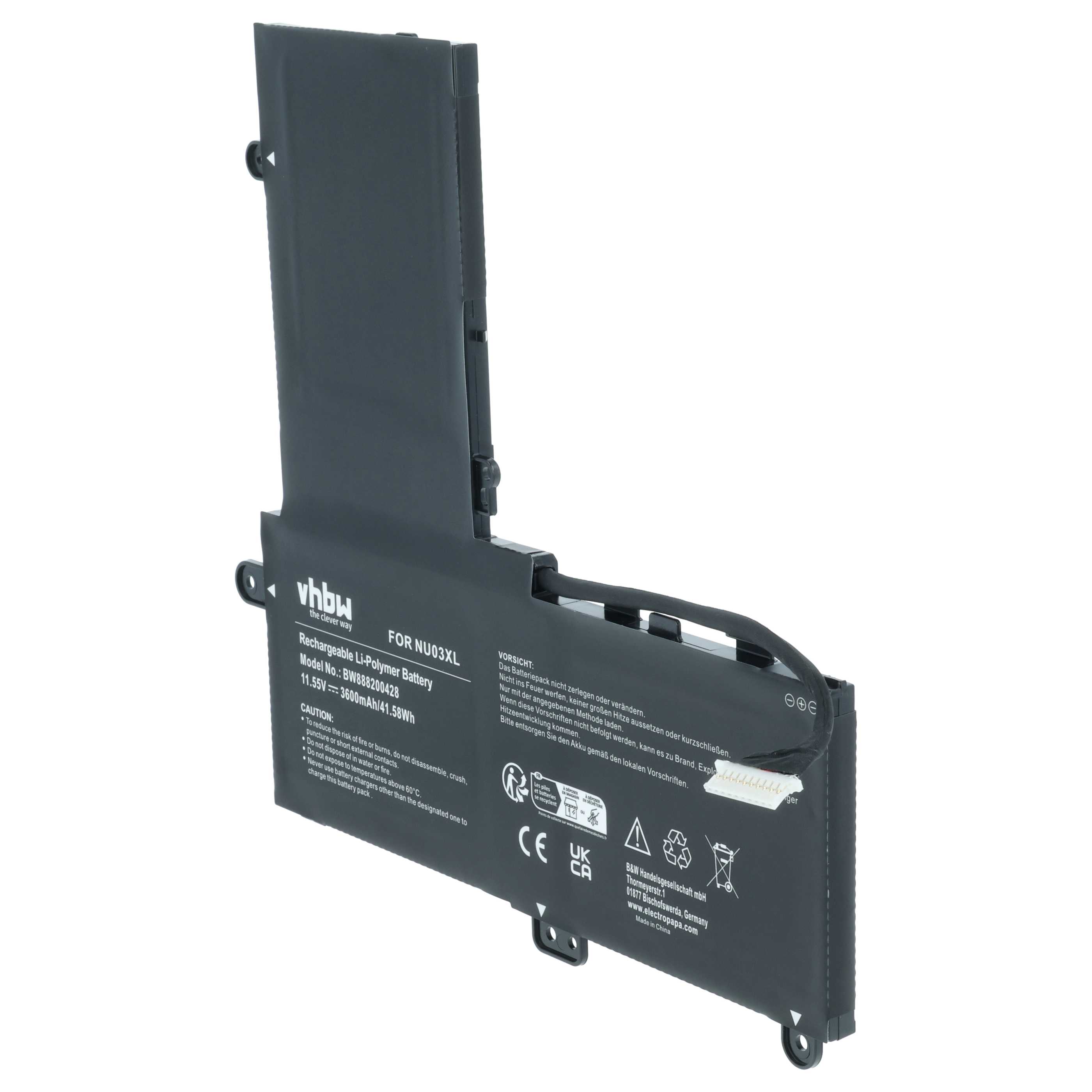Akumulator do laptopa zamiennik HP 843536-541, 844201-850, 844201-855 - 3600 mAh 11,55 V Li-Ion, czarny