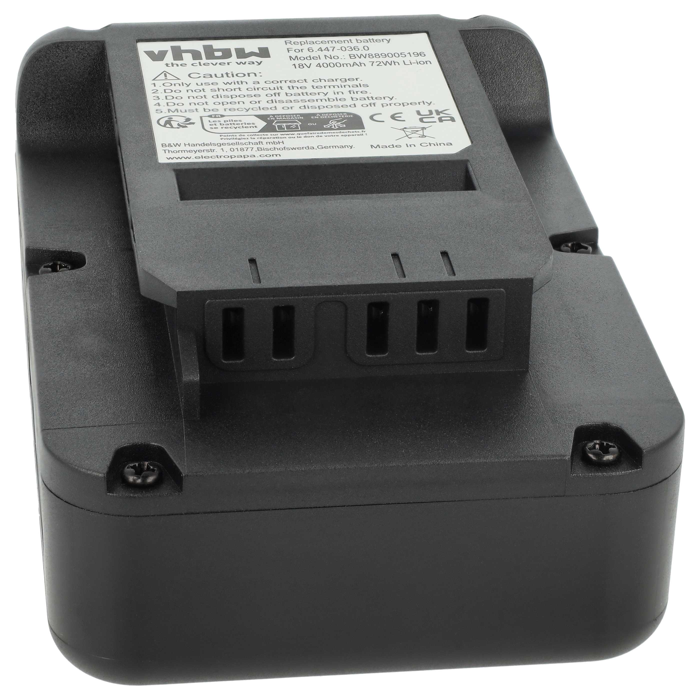 Battery replaces 2.445-034.0, 6.447-036.0 Electric Power Tool - 4000 mAh, 18 V, Li-Ion