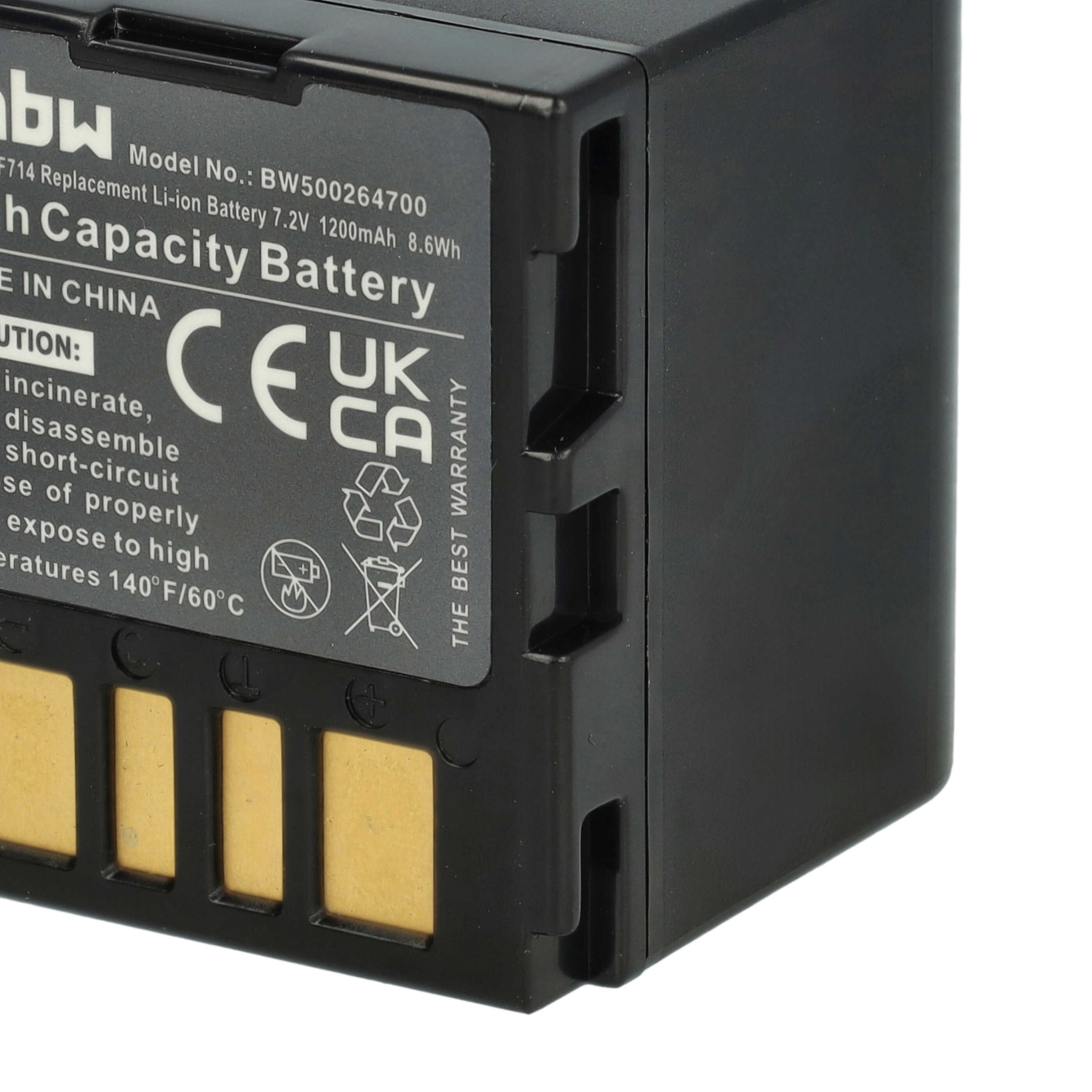 Videocamera 2x Battery replaces JVC BN-VF714, BN-VF707, BN-VF707U, BN-VF733, BN-VF714U - 1200 mAh 7.2 V Li-Ion