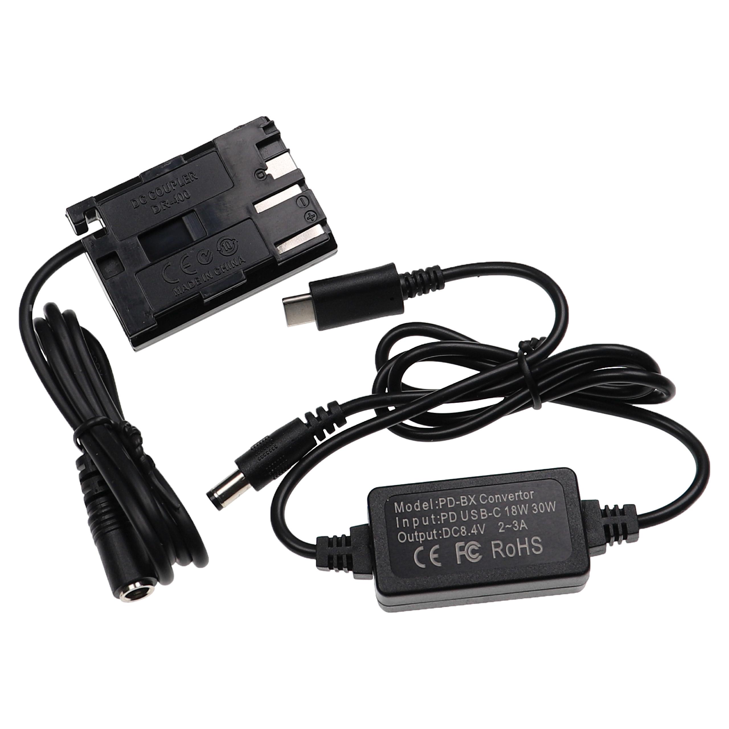 USB Power Supply replaces ACK-E2 for Camera + DC Coupler as Canon DR-400 - 2 m, 8.4 V 3.0 A
