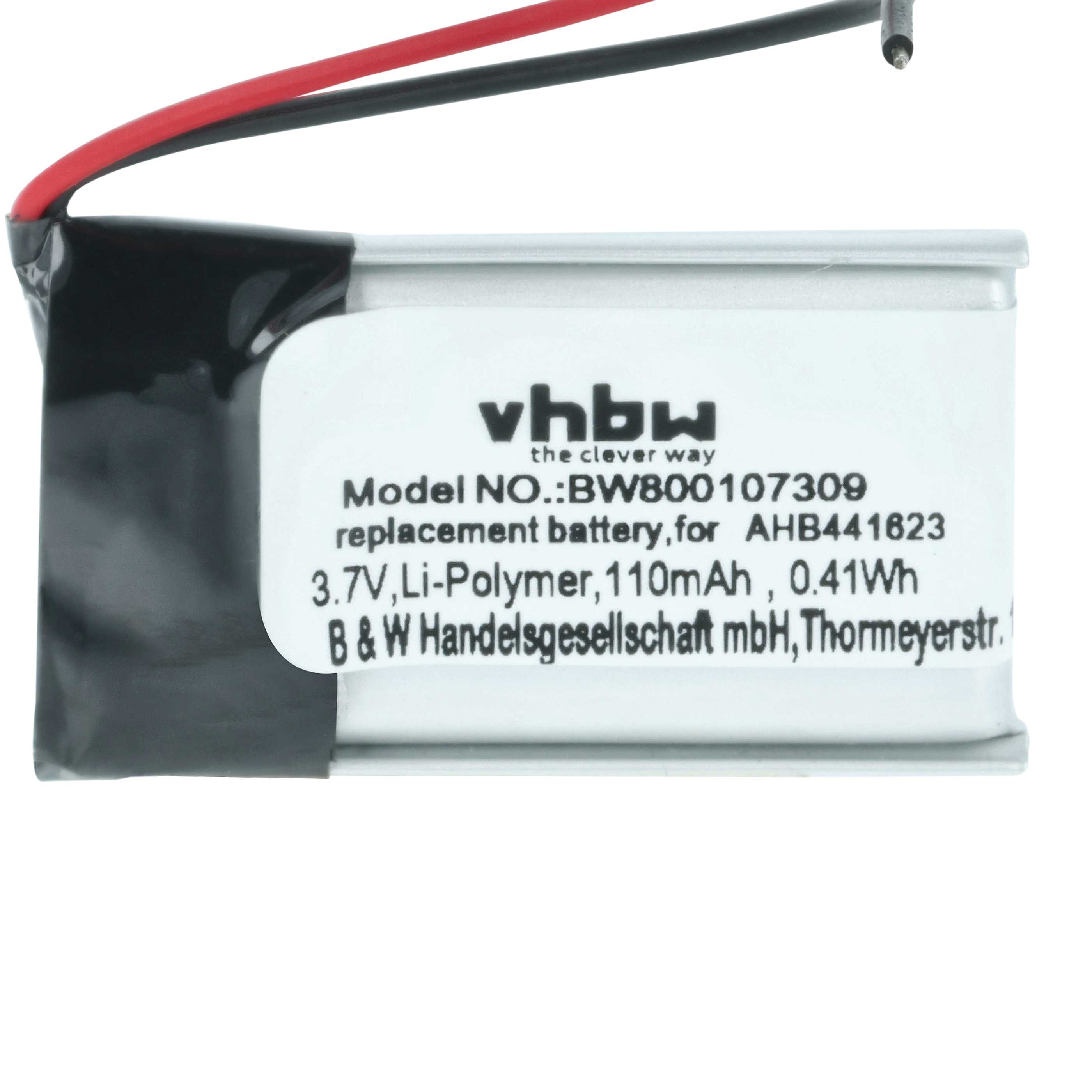 MP3-Player Battery replaces Sony 381424, AHB441623 - 110 mAh 3.7 V Li-polymer