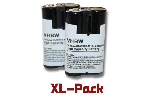Battery (2 Units) Replacement for Kodak KAA2HR - 2000mAh, 2.4V, NiMH