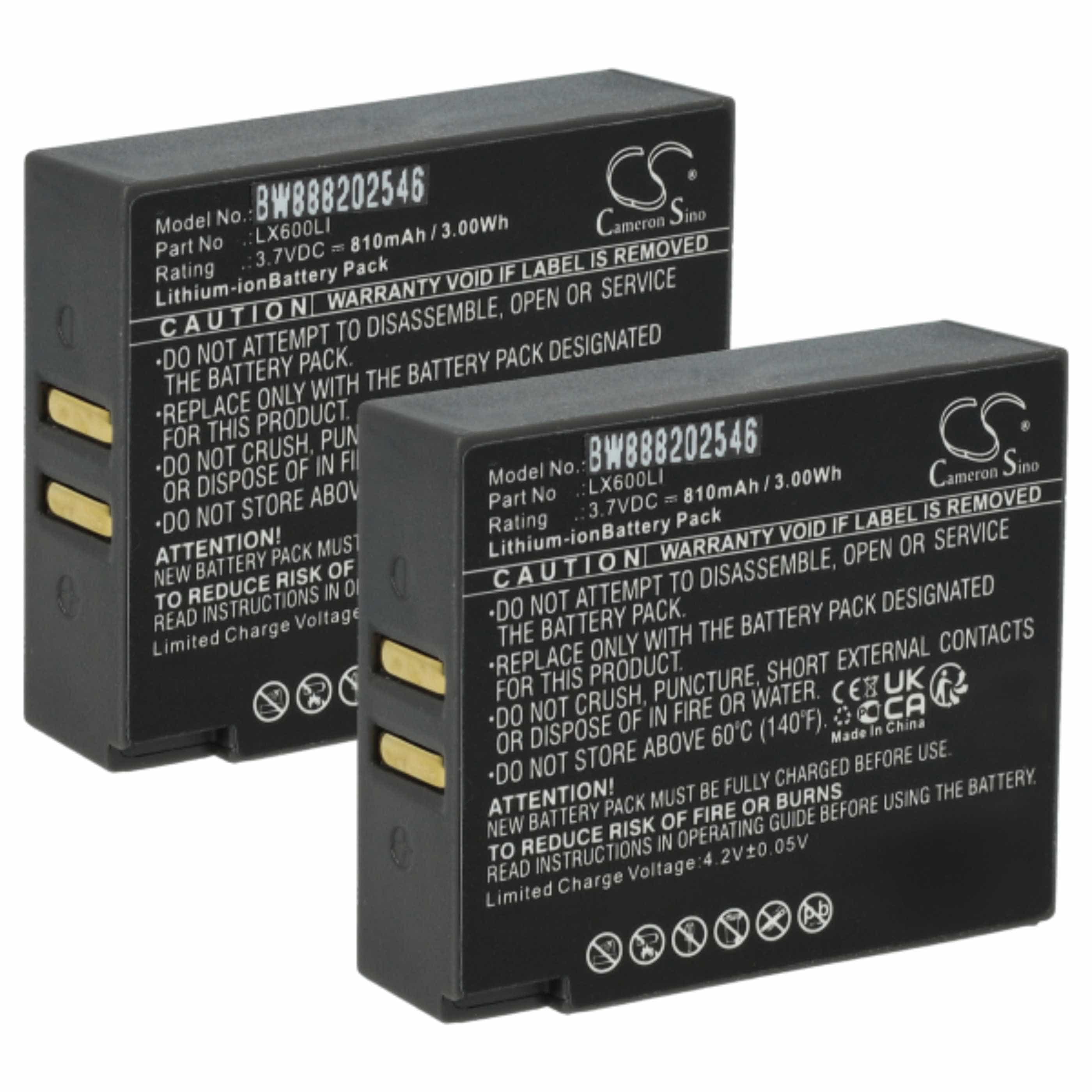2x Akumulator do słuchawek bezprzewodowych zamiennik Eartec LX600LI - 810 mAh 3,7 V Li-Ion