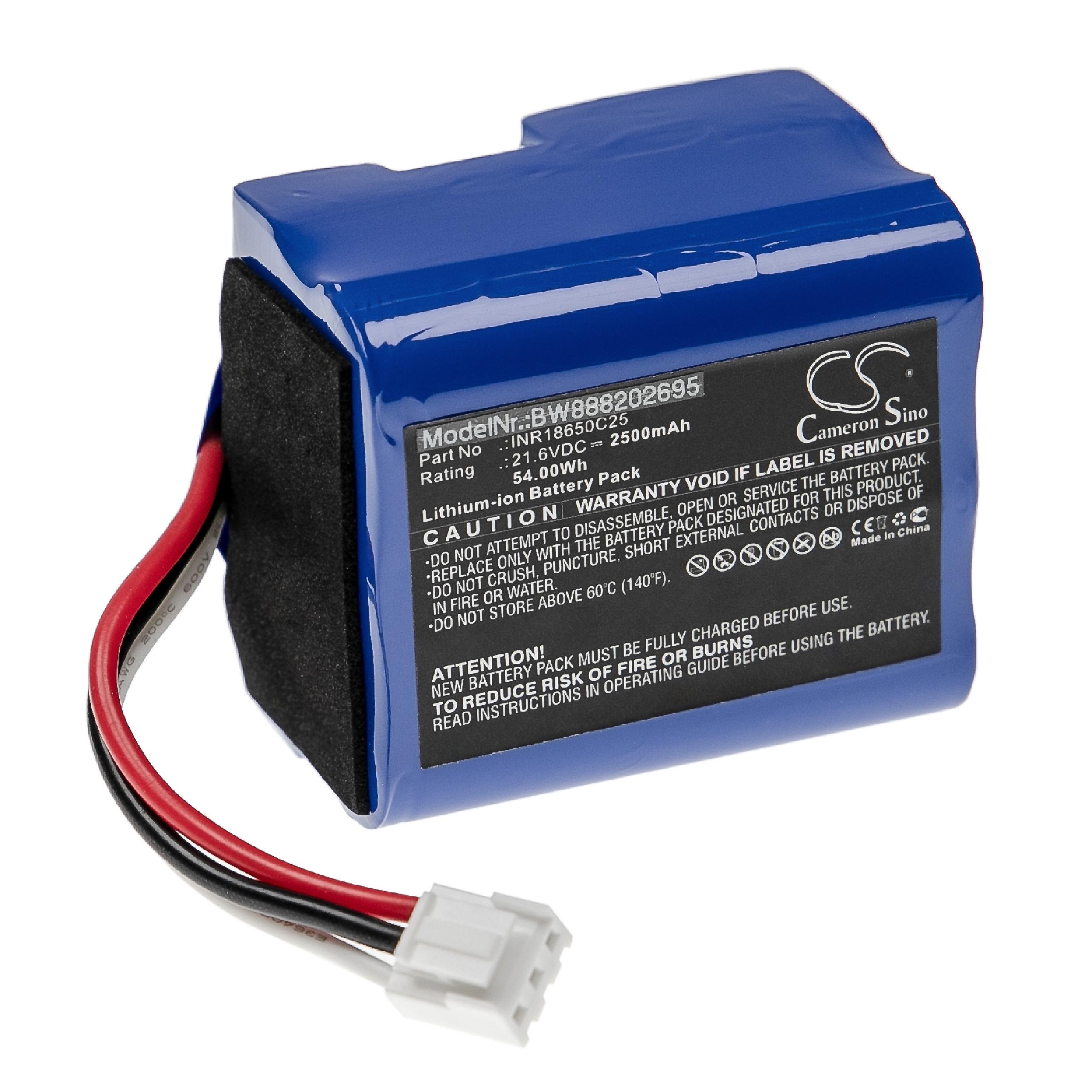 Batterie remplace Philips 3000-018-25613, INR18650C25, 300002906404 pour aspirateur - 2500mAh 21,6V Li-ion