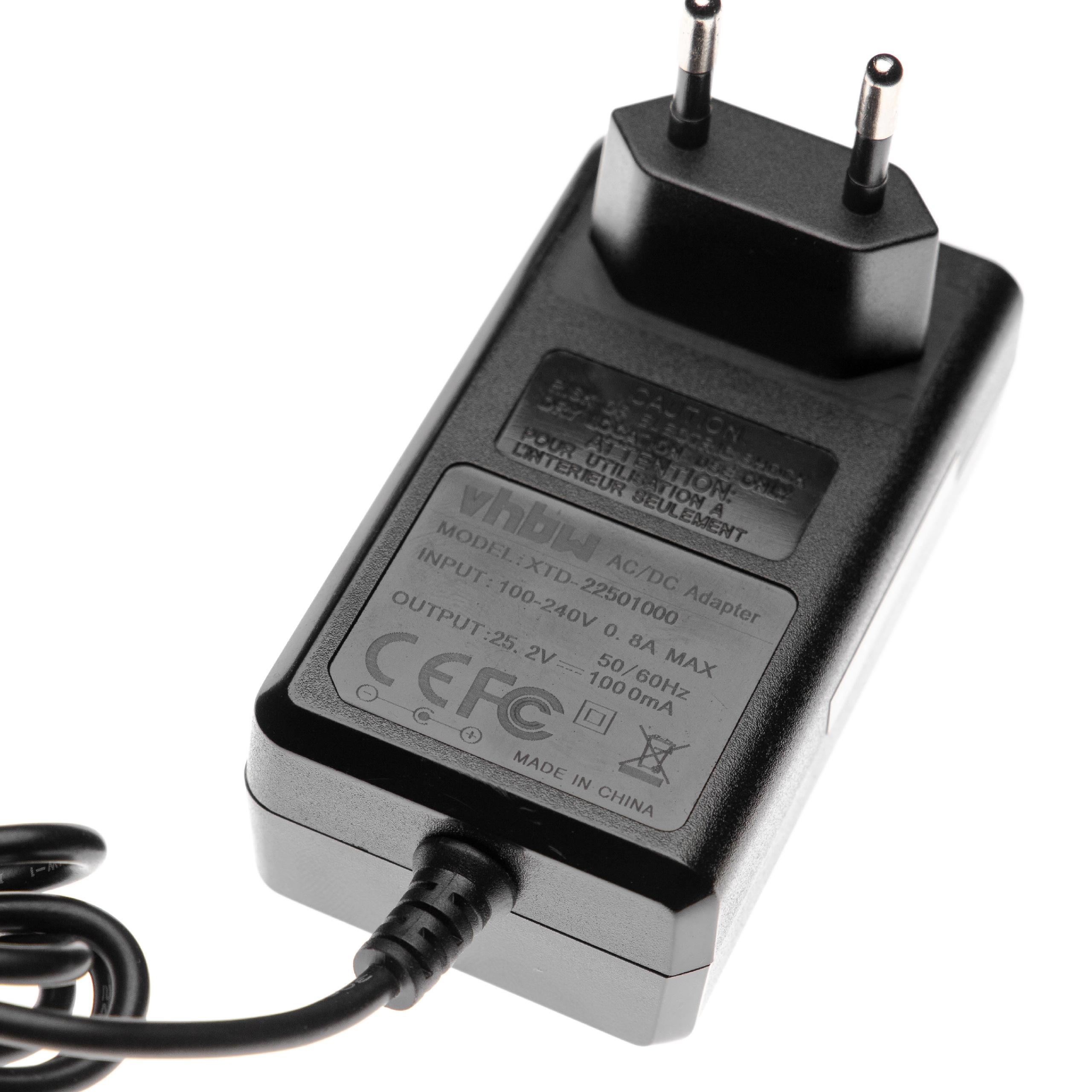 Mains Power Adapter suitable for Devices with Li-Ion battery packs 21.6 V - 22.2 V - 120 cm 25.2 V / 1 A
