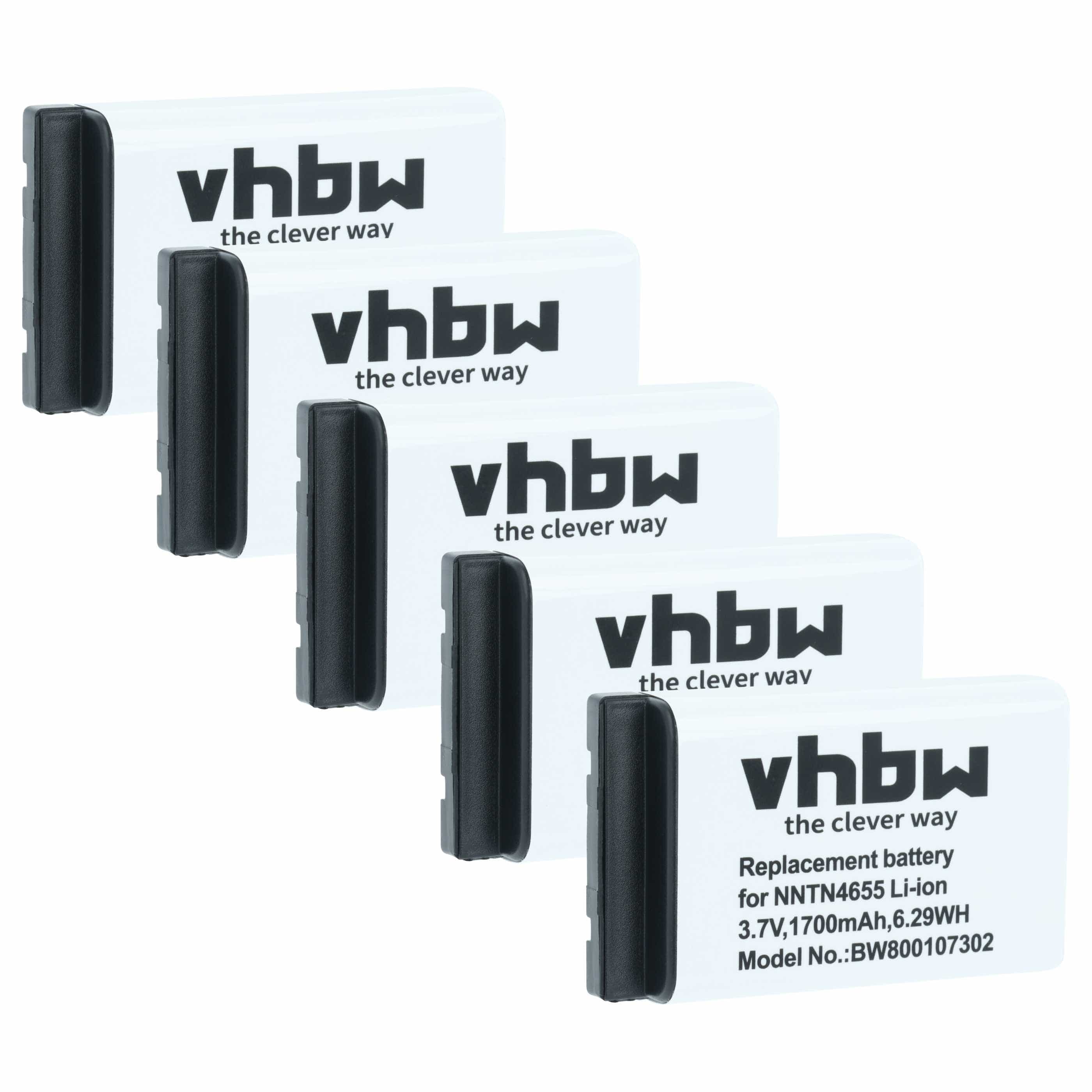 Radio 5x Battery replaces Motorola NNTN6922A, NNTN4655, SNN5705C, NNTN6923A - 1700 mAh 3.7 V Li-Ion
