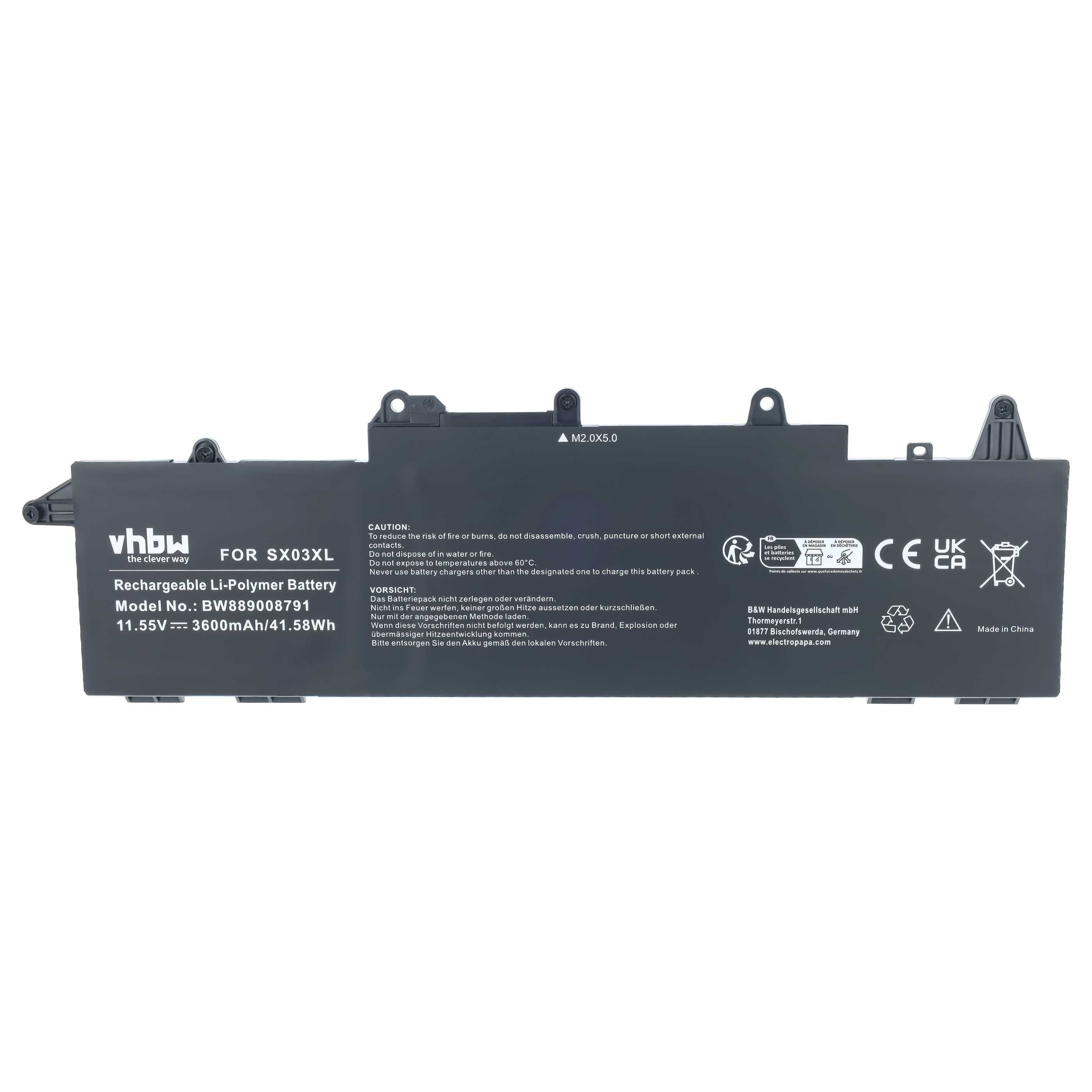 Notebook-Akku als Ersatz für HP HSTNN-DB9P, HSTNN-IB9D, 996QA176H für HP - 3600mAh 11,55V Li-Polymer