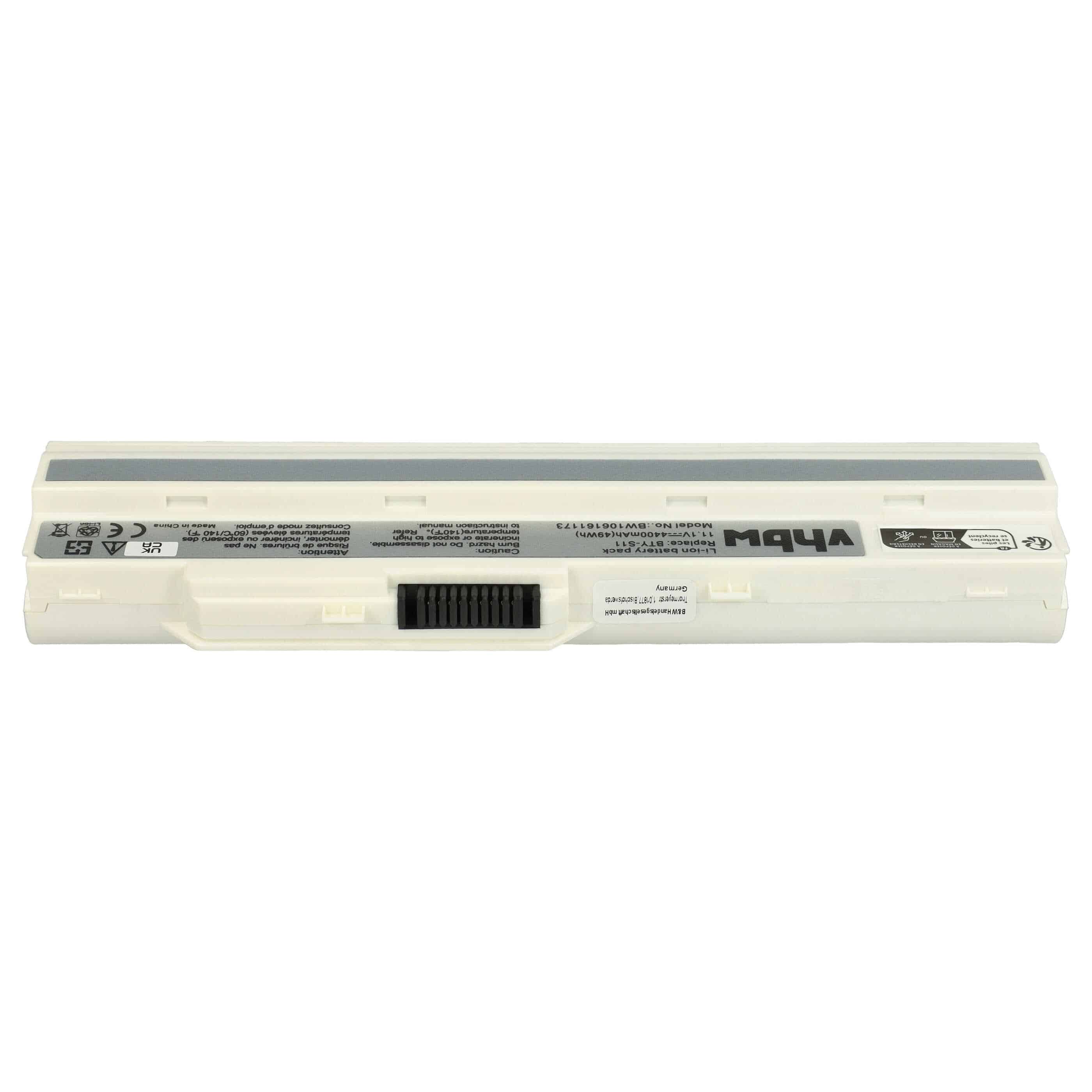 Notebook Battery Replacement for BTY-S11, BTY-S12, BTP-S11, BTP-S12, BTY-S13 - 4400mAh 11.1V Li-Ion, white