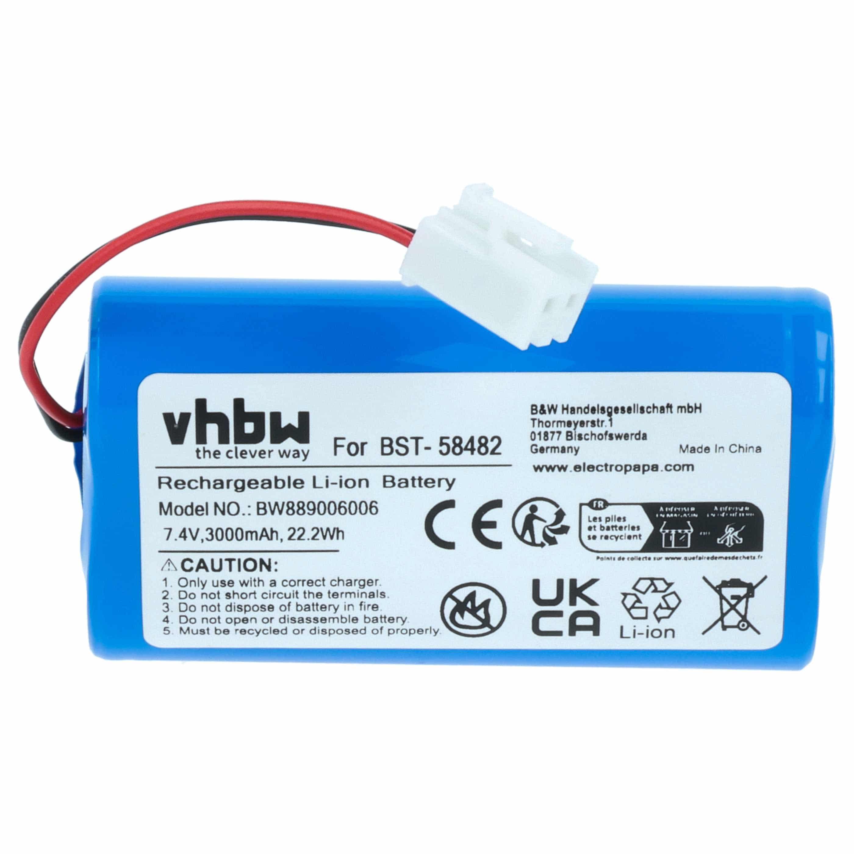 Batterie remplace BST-58482 nettoyeur de piscine - 3000mAh 7,4V Li-ion