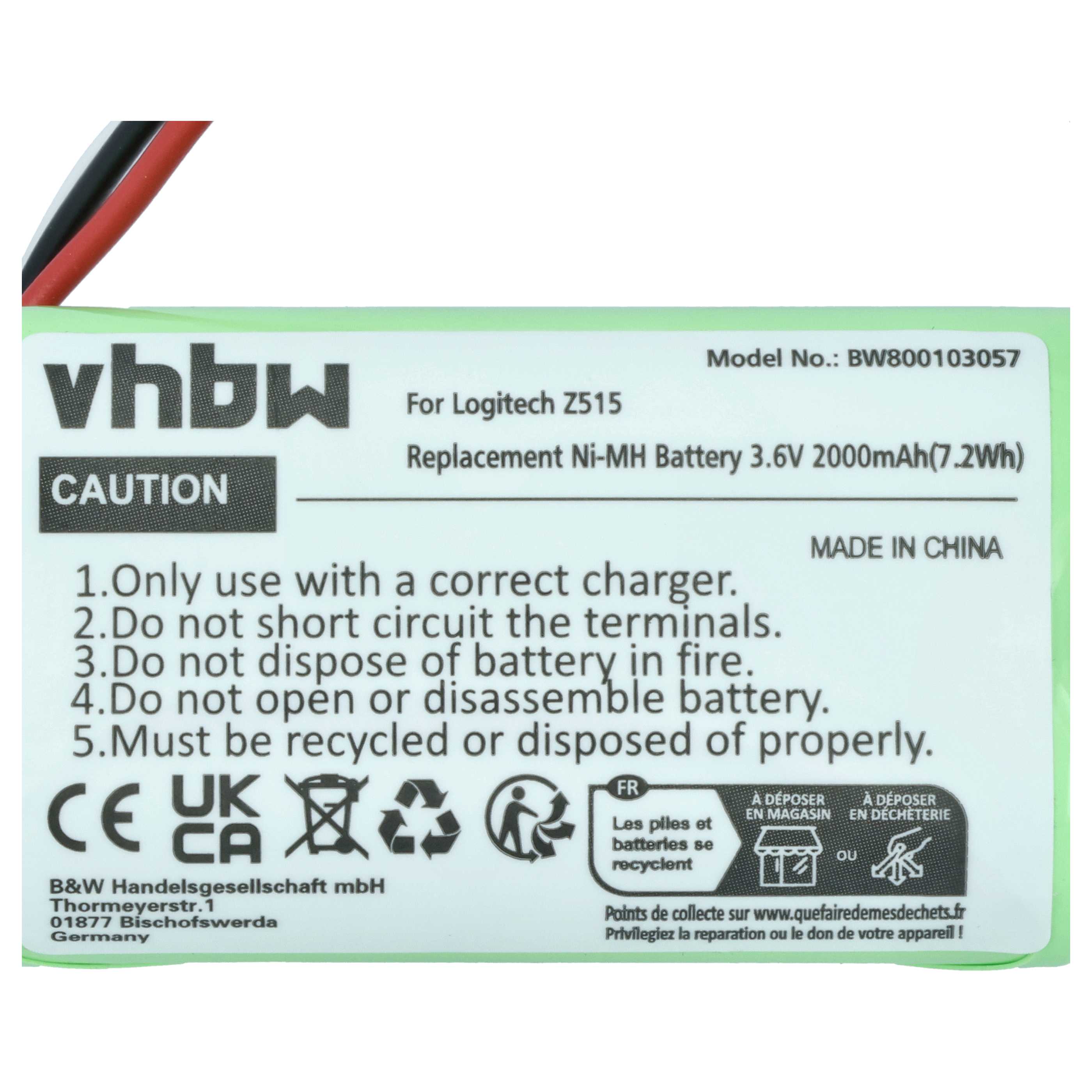 Akumulator do głośnika Logitech zamiennik Logitech 180AAHC3TMX, 993-000459 - NiMH 2000mAh