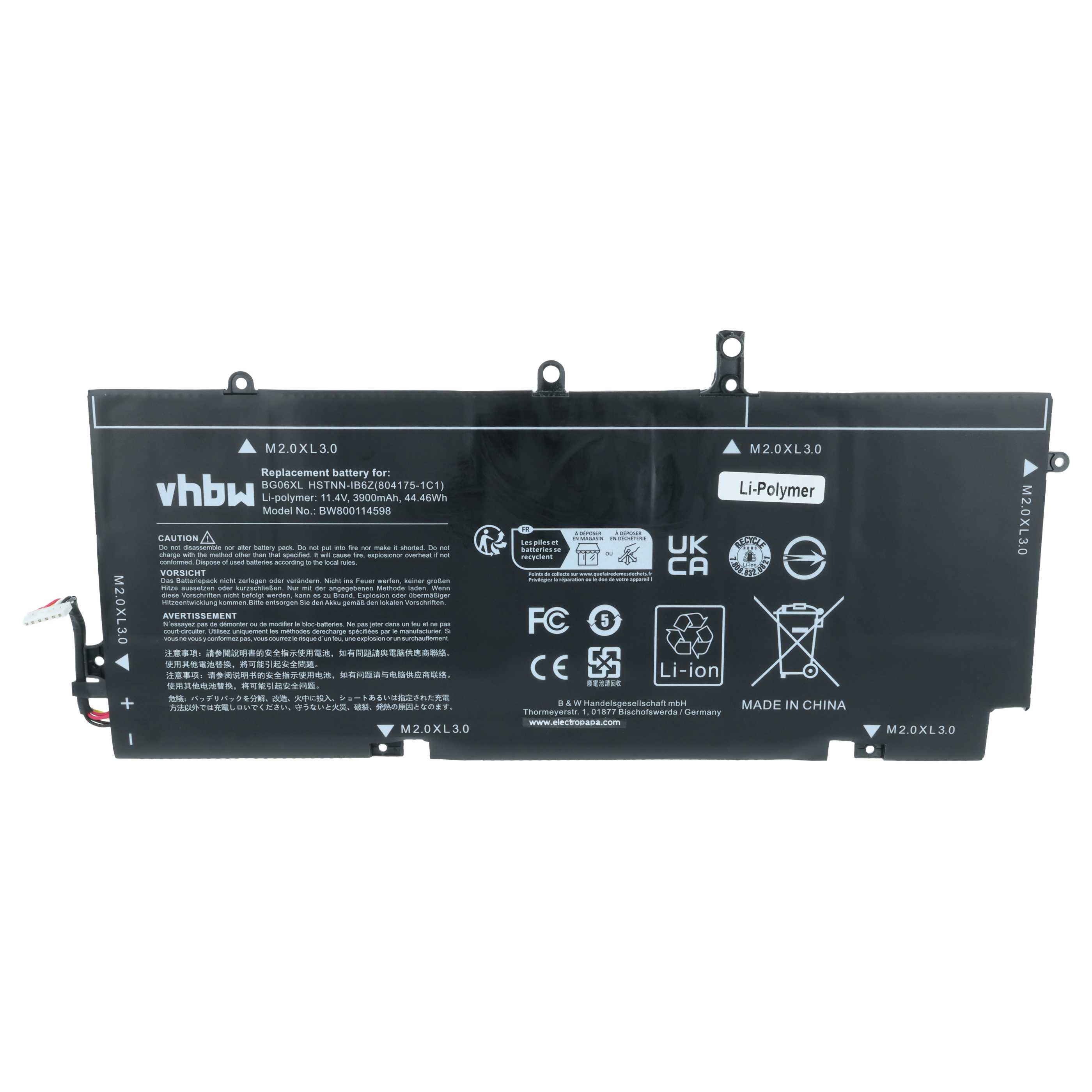 Akumulator do laptopa zamiennik HP 804175-1C1, 805096-001, 804175-1B1 - 3900 mAh 11,4 V LiPo, czarny