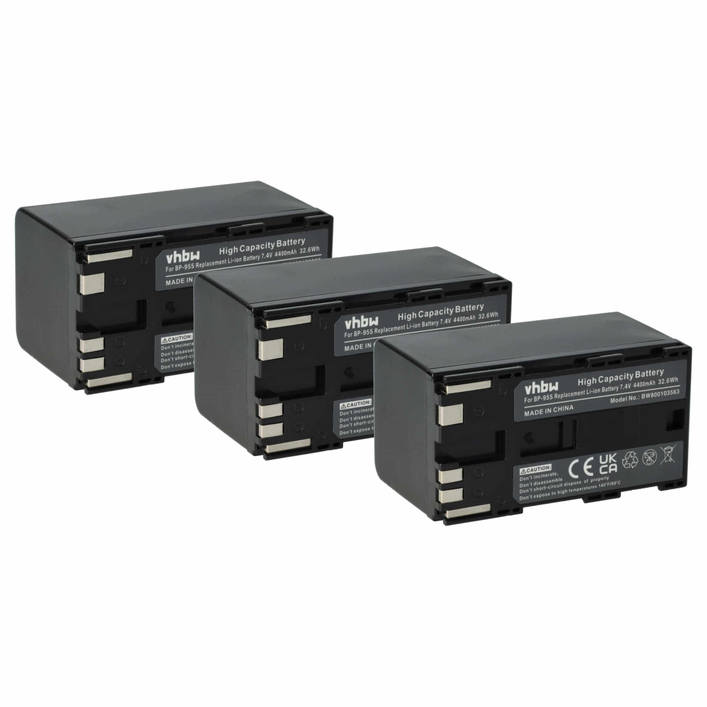 Videocamera 3x Battery replaces Canon BP-955 - 4400 mAh 7.4 V Li-Ion