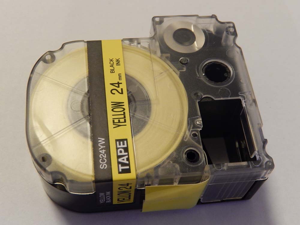 Label Tape as Replacement for Epson LC-6WBW - 24 mm Black to Yellow