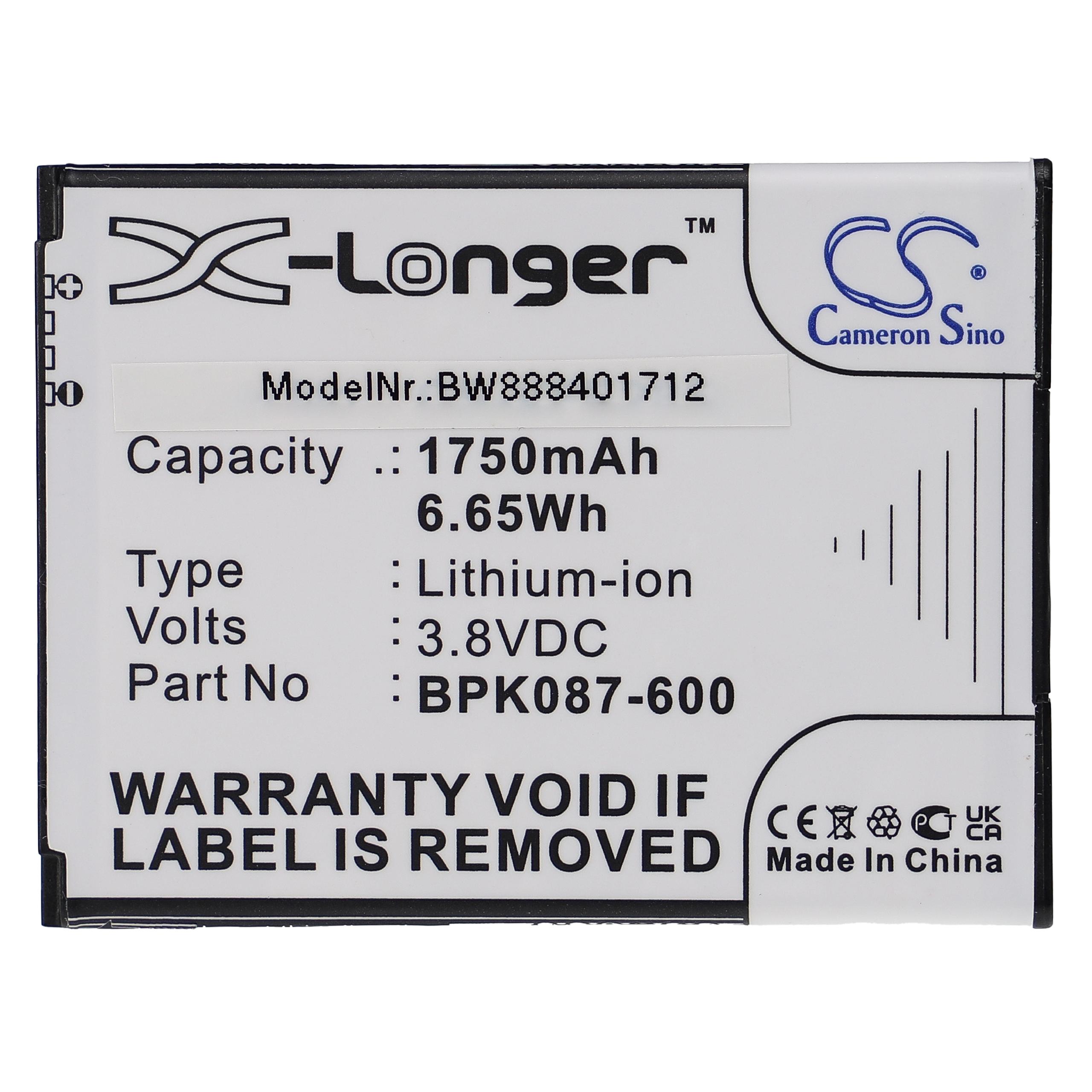 Barcode Scanner POS Battery Replacement for VeriFone BPK087-600, BPK087-600-01-A - 1750mAh 3.8V Li-Ion