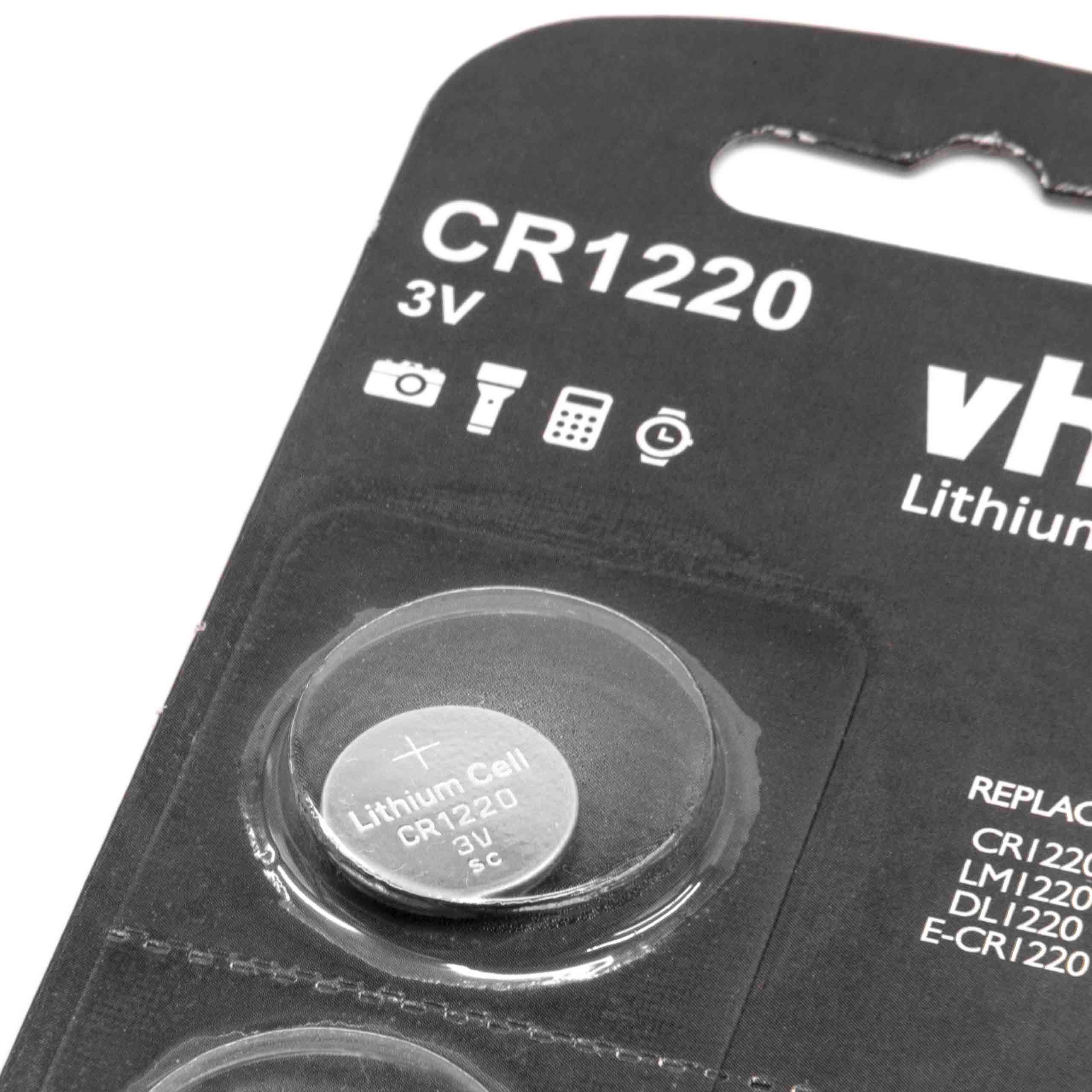 5x 3 V Li-Ion Button Coin Cell Battery Type CR1220 suitable for Hearing Aids, Watches, Car Keys, Scales etc.