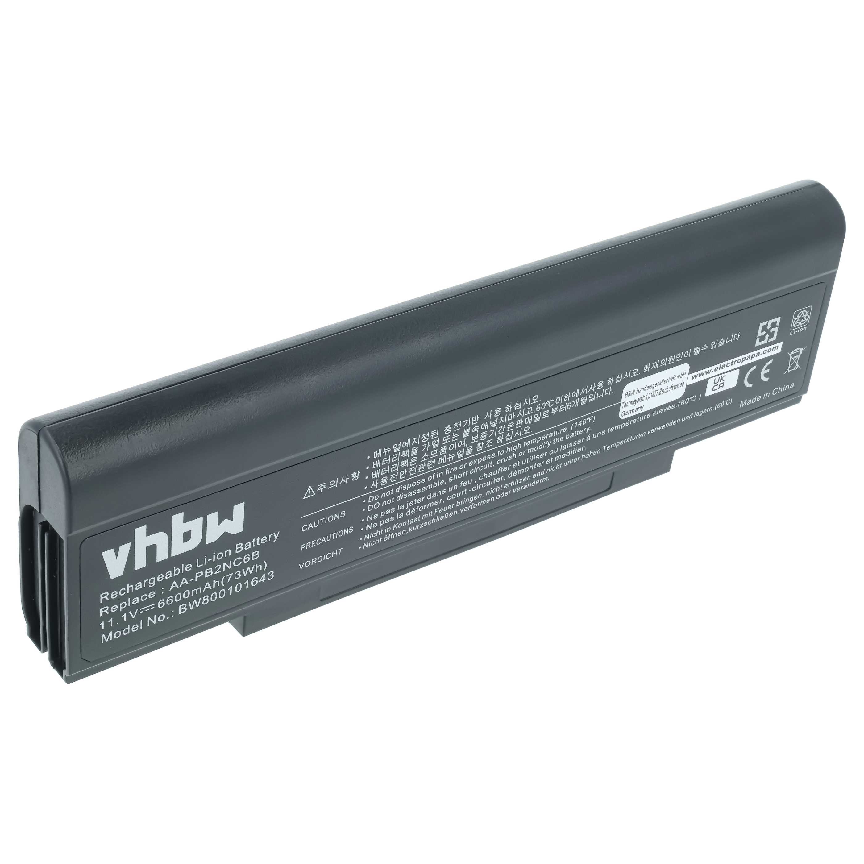 Akumulator do laptopa zamiennik Samsung AAPB2NC6B/E, AA-PB2NC6B/E, AAPB2NC6B - 6600 mAh 11,1 V Li-Ion, czarny