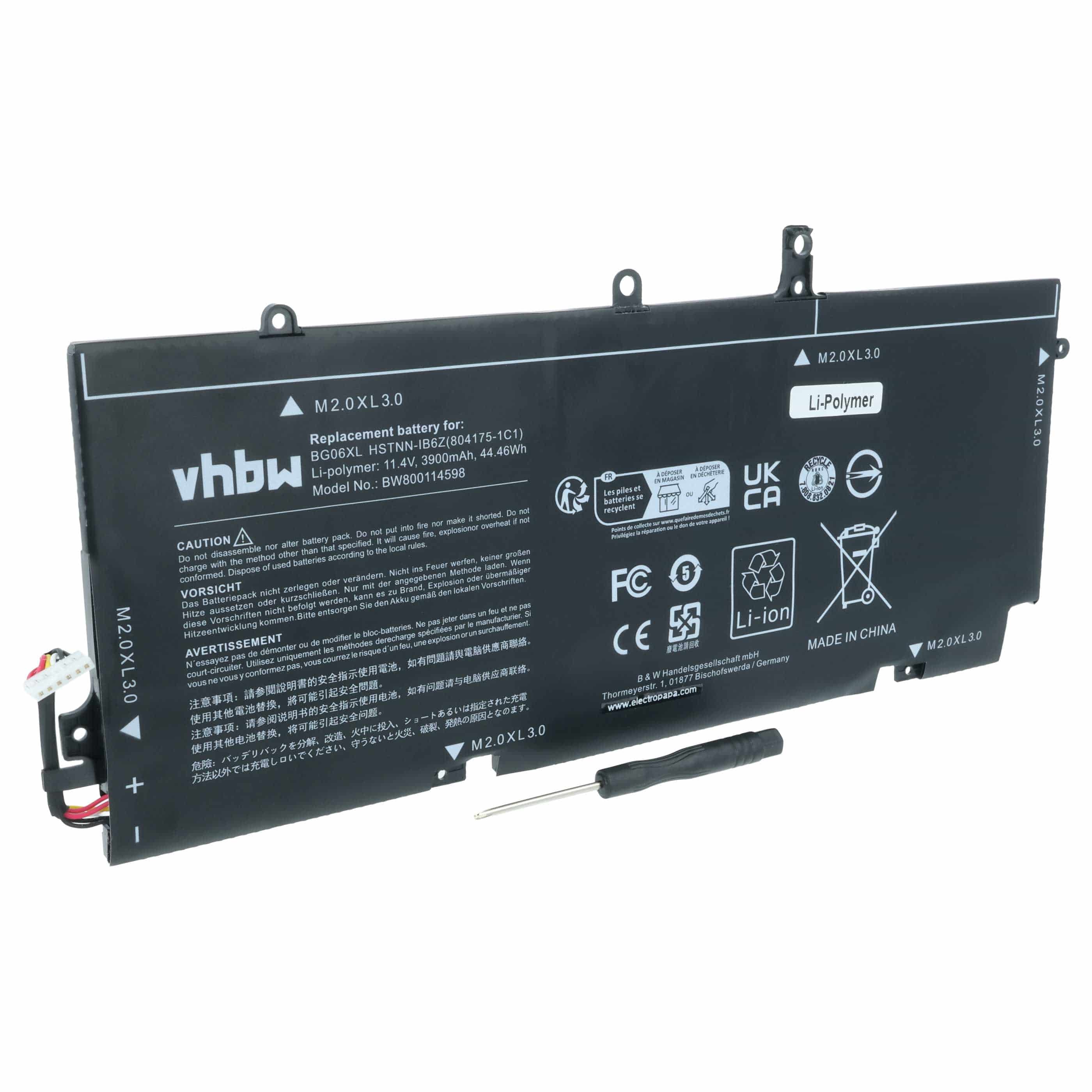 Akumulator do laptopa zamiennik HP 804175-1C1, 805096-001, 804175-1B1 - 3900 mAh 11,4 V LiPo, czarny