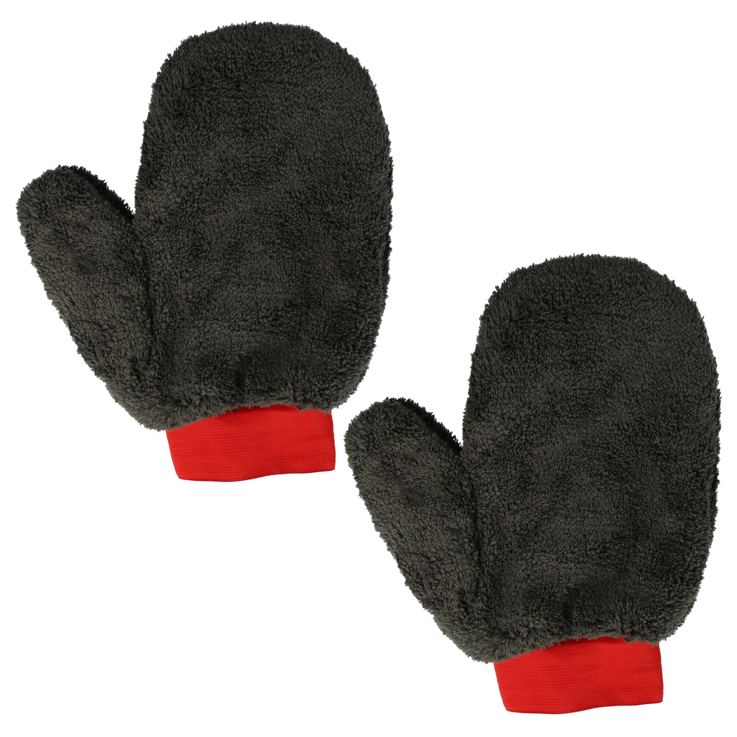 2x Microfibre Wheel Mitt for Car, Motorbike and Bicycle Care - Washing Glove, Red Black