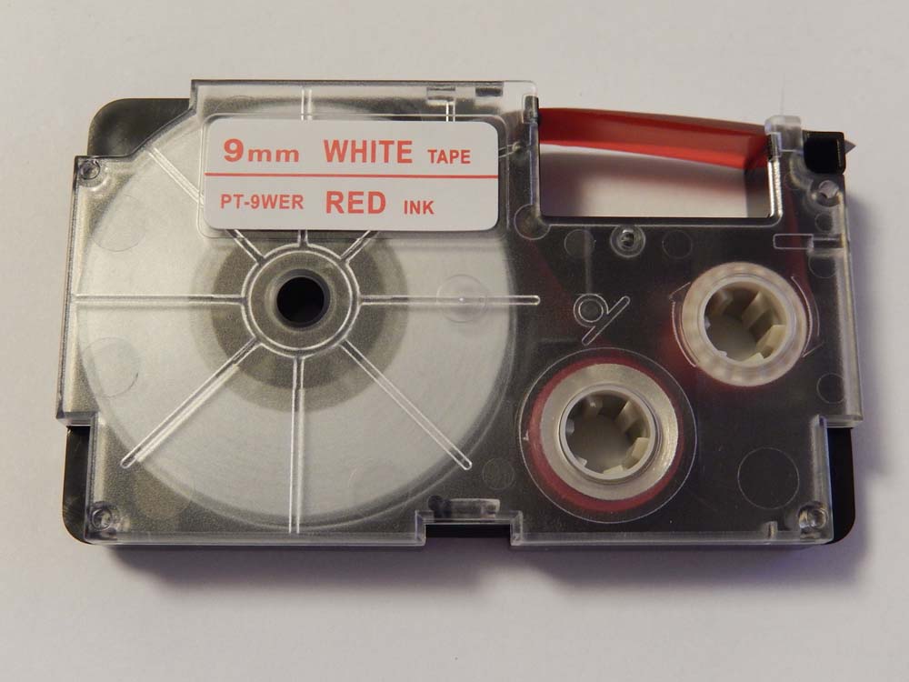 Schriftband als Ersatz für Casio XR-9WER - 9mm Rot auf Weiß