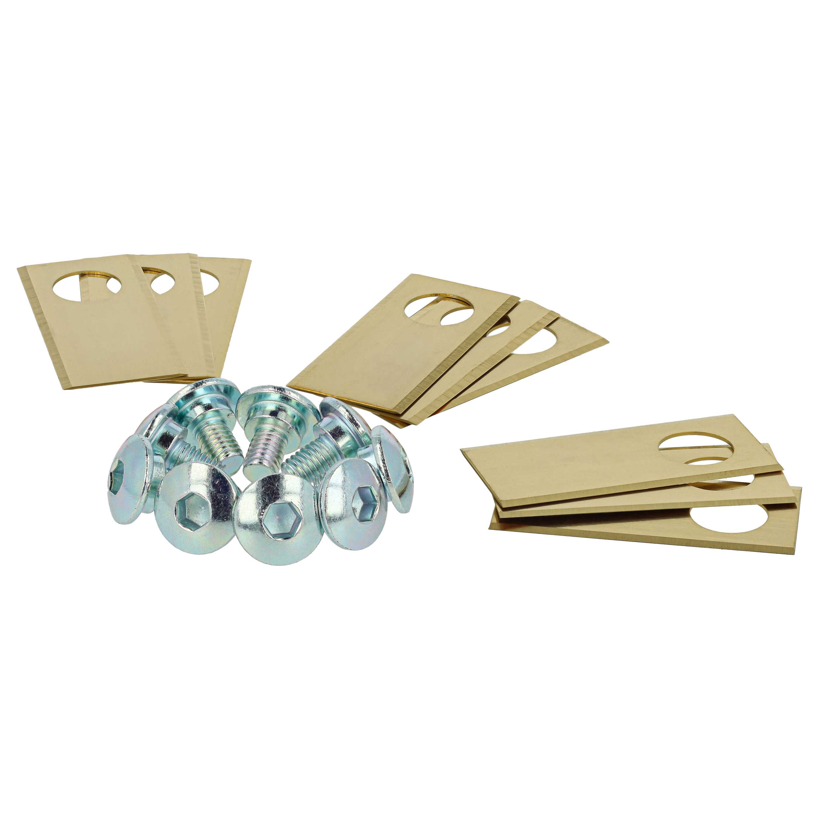18x Lames remplace Worx WA0176 pour tondeuse – Couteaux acier (revêtement en titane), Silber Gold