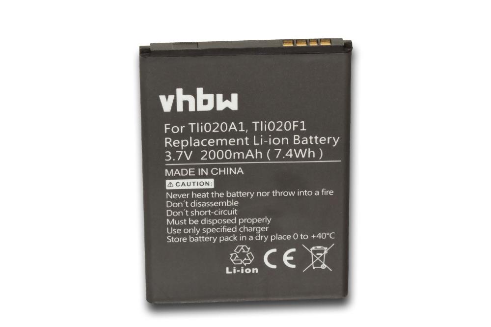 Batterie remplace TLi019B1, TLi018B2, Tli020F1, TLi019B2 pour téléphone portable - 2000mAh, 3,8V, Li-ion