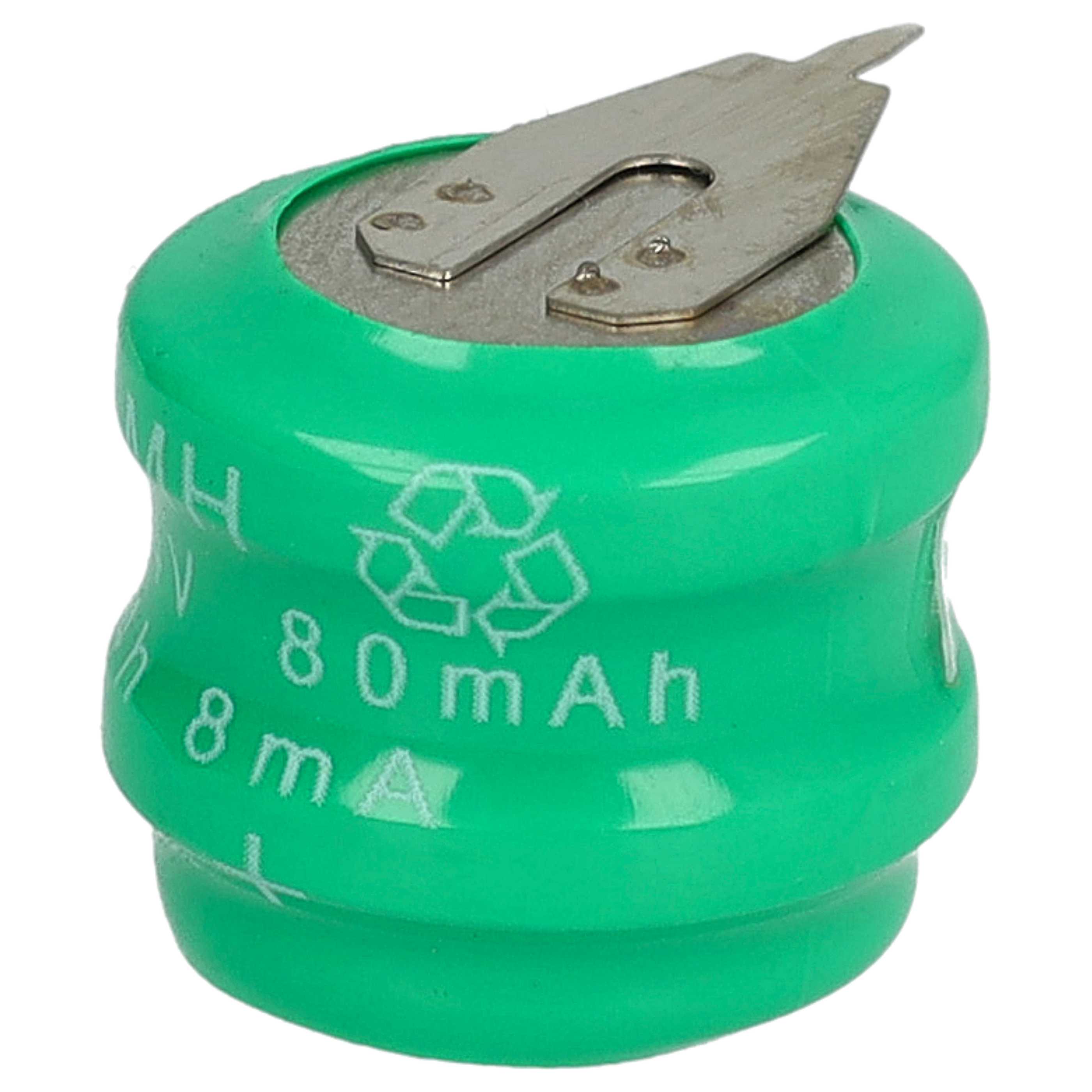 5x Button Cell Battery Type V80H 2 Pins for Model Building Solar Lamps etc. - 80 mAh 2.4 V NiMH