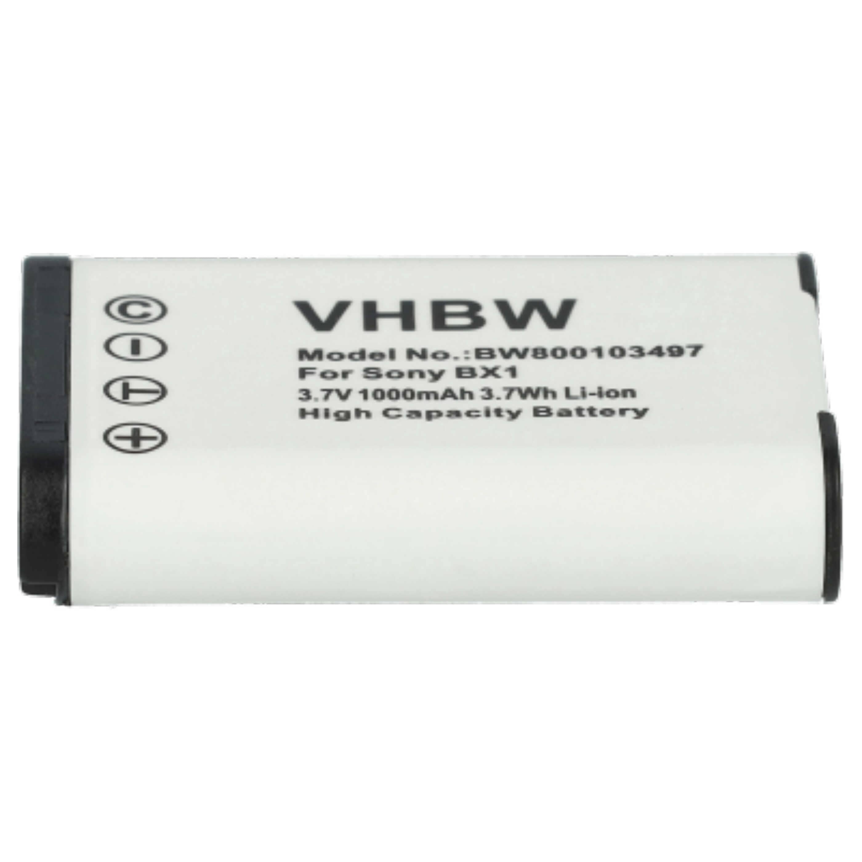 2x Battery replaces Sony NP-BX1 - 1000mAh, 3.6V, Li-Ion