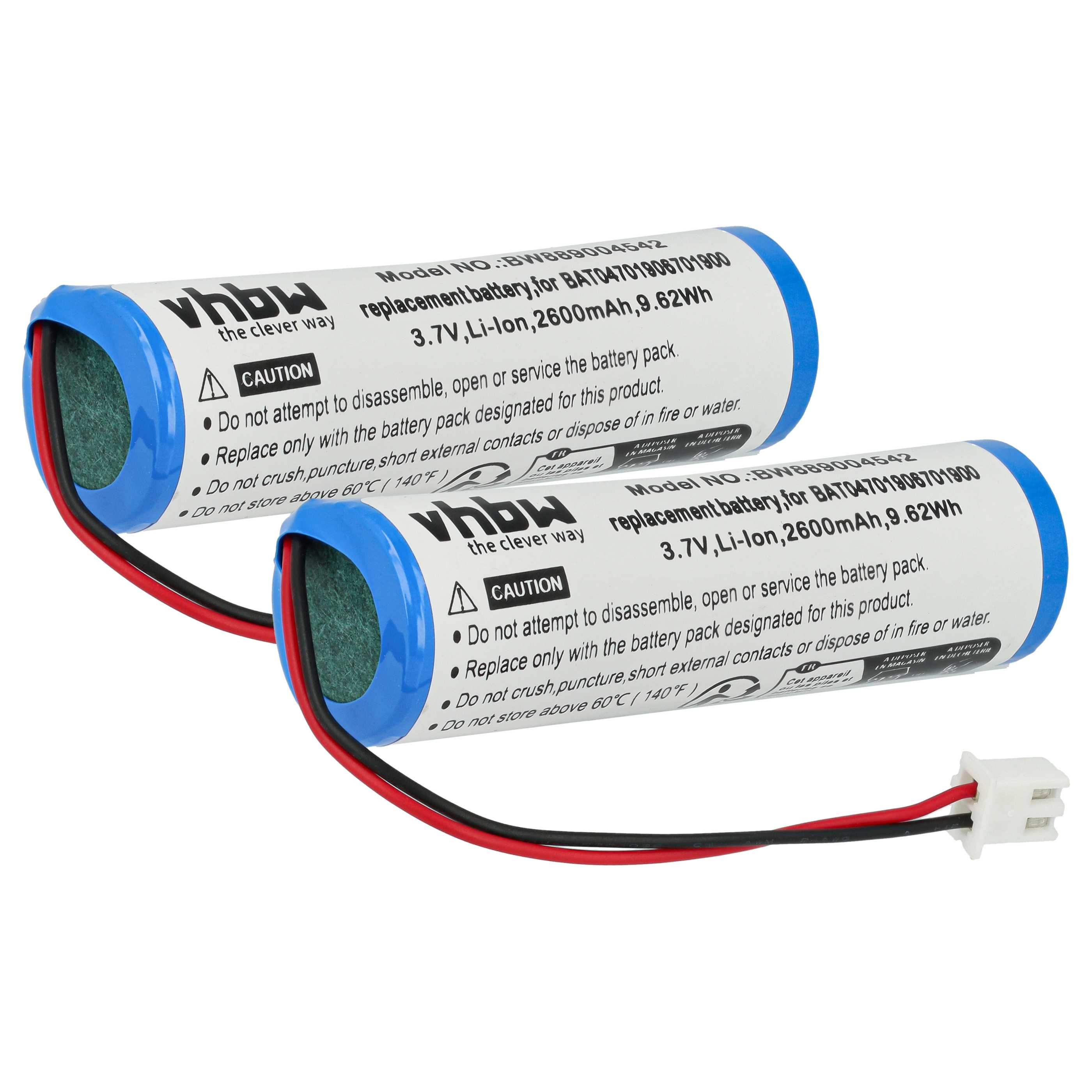 Batterie (2 pcs.) remplace Zafferano 8052536910881, BAT04701906701900 Zafferano - 2600mAh 3,7V Li-ion
