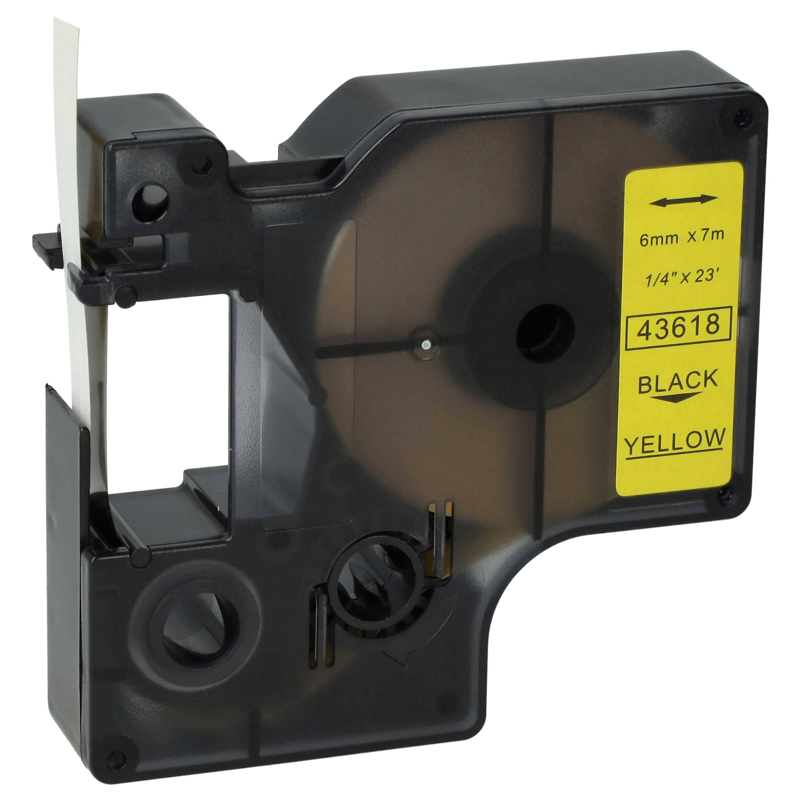 Label Tape replaces Dymo 43618, D1 - 6 mm Black to Yellow