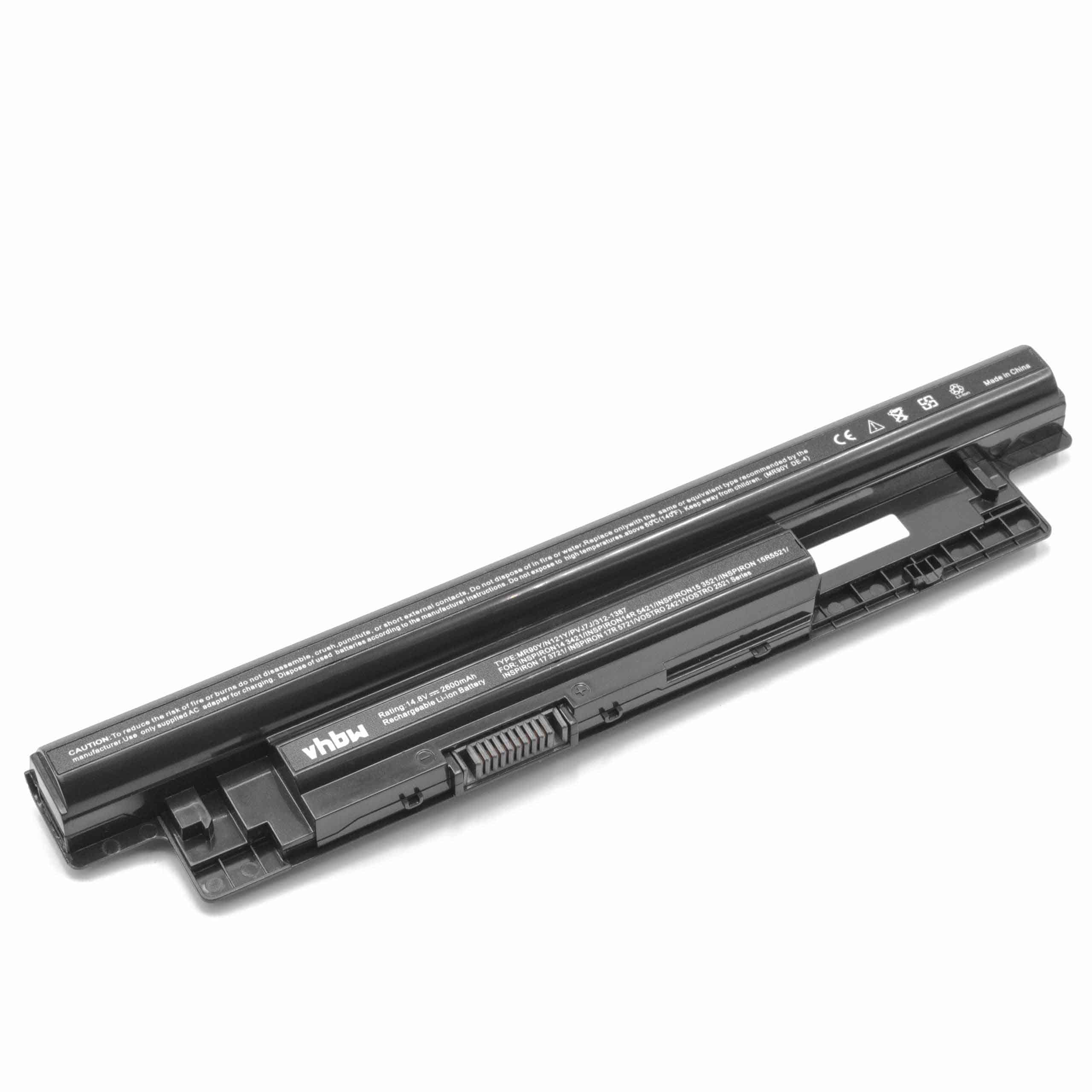 Notebook Battery Replacement for Dell 312-1387, 24DRM, 0MF69, 312-1392, 312-1390 - 2600mAh 14.8V Li-Ion, black