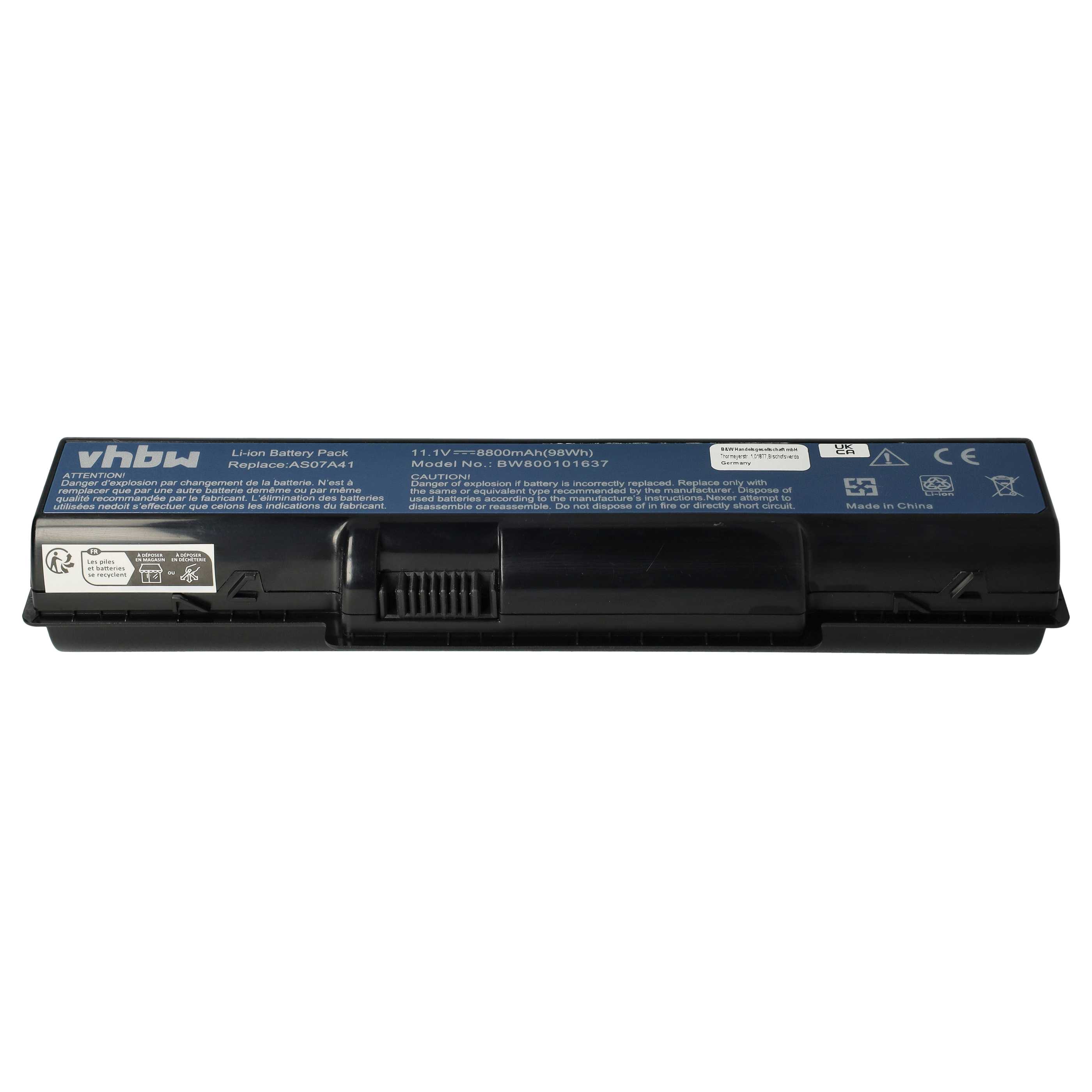 Akumulator do laptopa zamiennik Acer AS07A31, AS07A32, AS07A42, AS07A41 - 8800 mAh 11,1 V Li-Ion, czarny