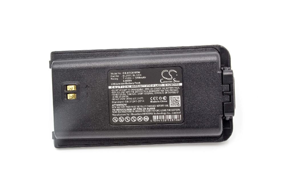 Radio Battery replaces Hyt / Hytera BL2001, BL1204 - 1200 mAh 7.4 V Li-Ion