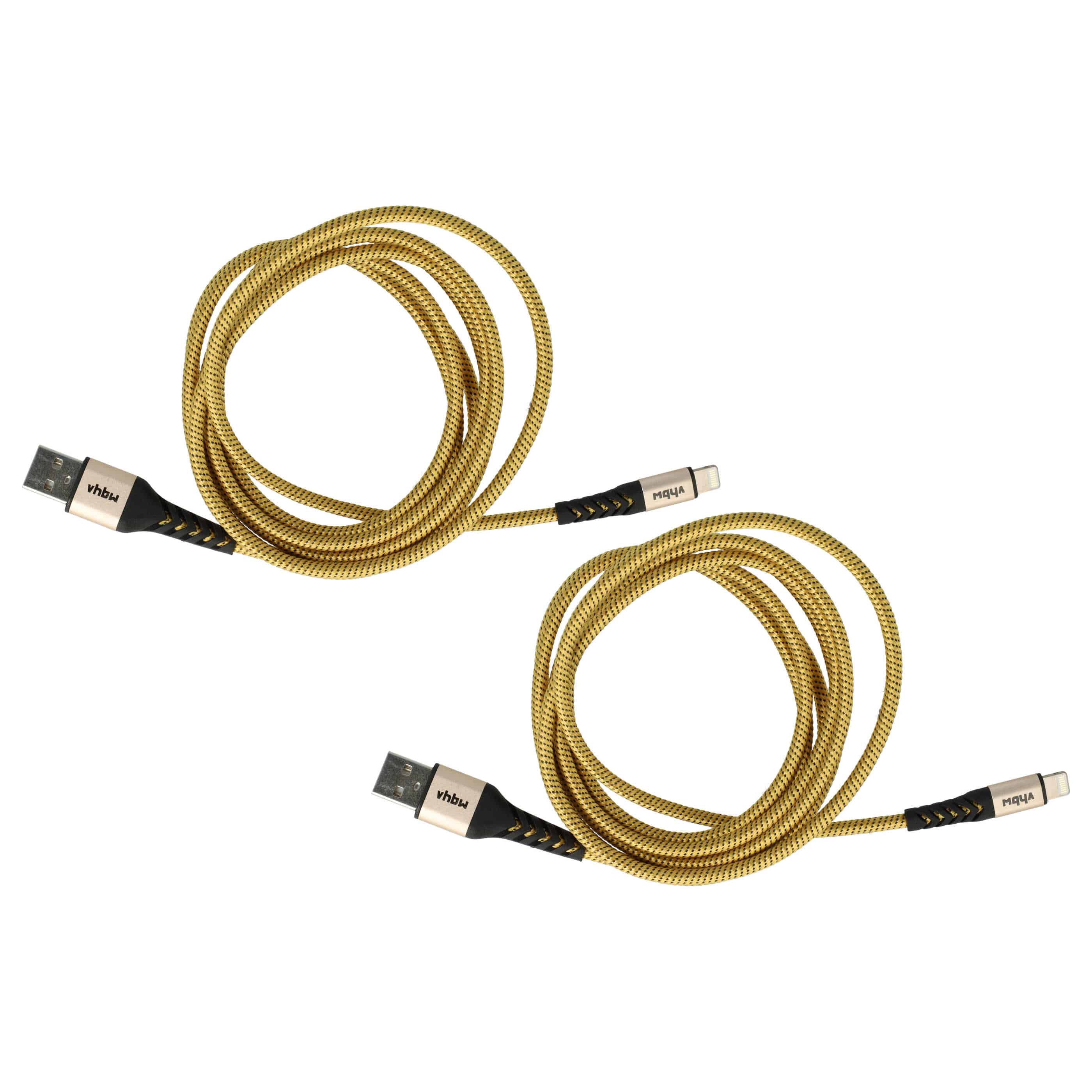 2x Câbles Lightning vers USB A pour iOS - noir / jaune, 180cm