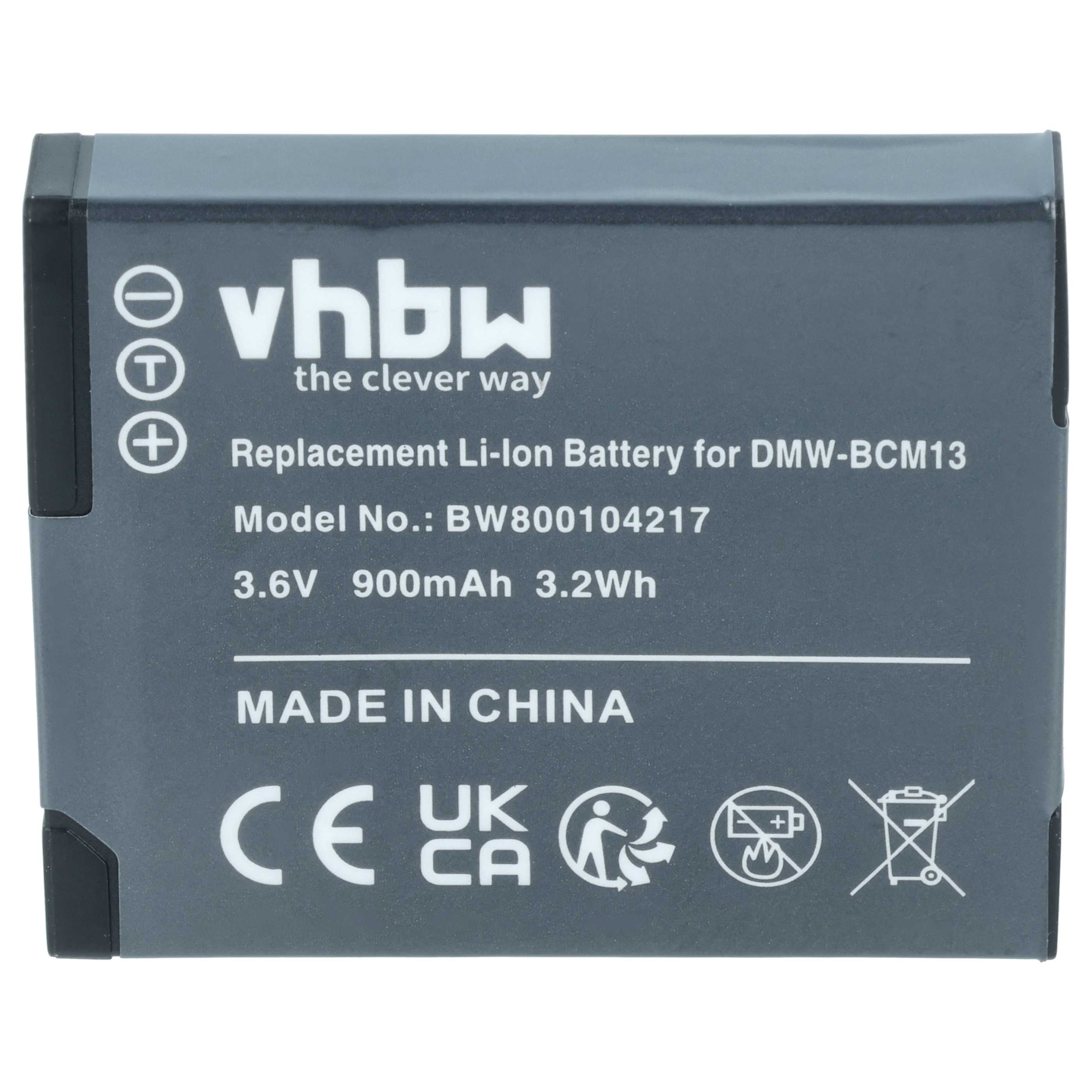 2x Battery replaces Panasonic DMW-BCM13E, DMW-BCM13PP, DMW-BCM13 - 900mAh, 3.6V, Li-Ion