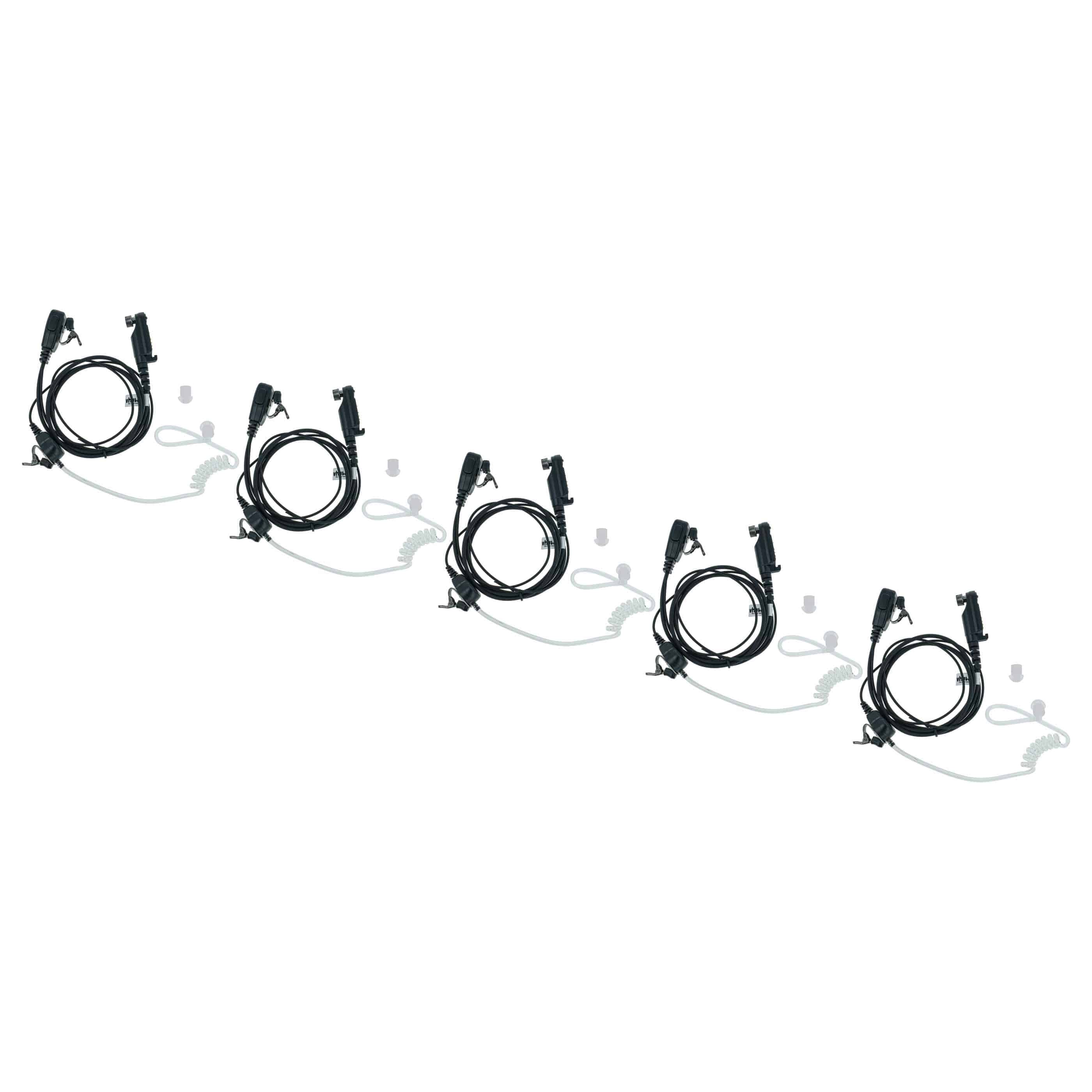 5x Security Radio Headset suitable for Hyt / Hytera PD600 - with PTT Microphone + Clip Mount + Phono Cable