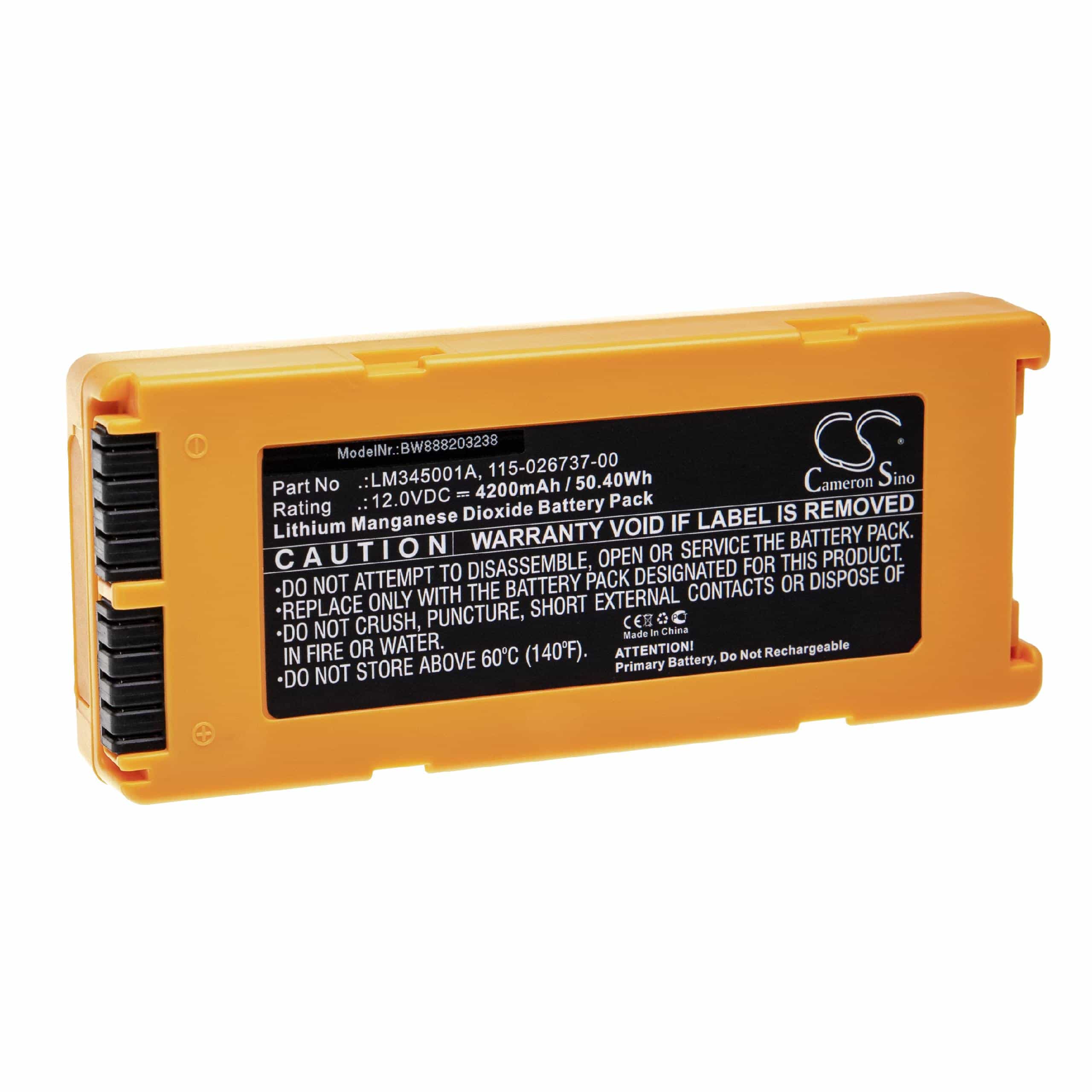 Batterie als Ersatz für Mindray 022-000124-00, LM345001A, LM34S001A, 115-026737-00 - 4200mAh 12V Li-MnO2
